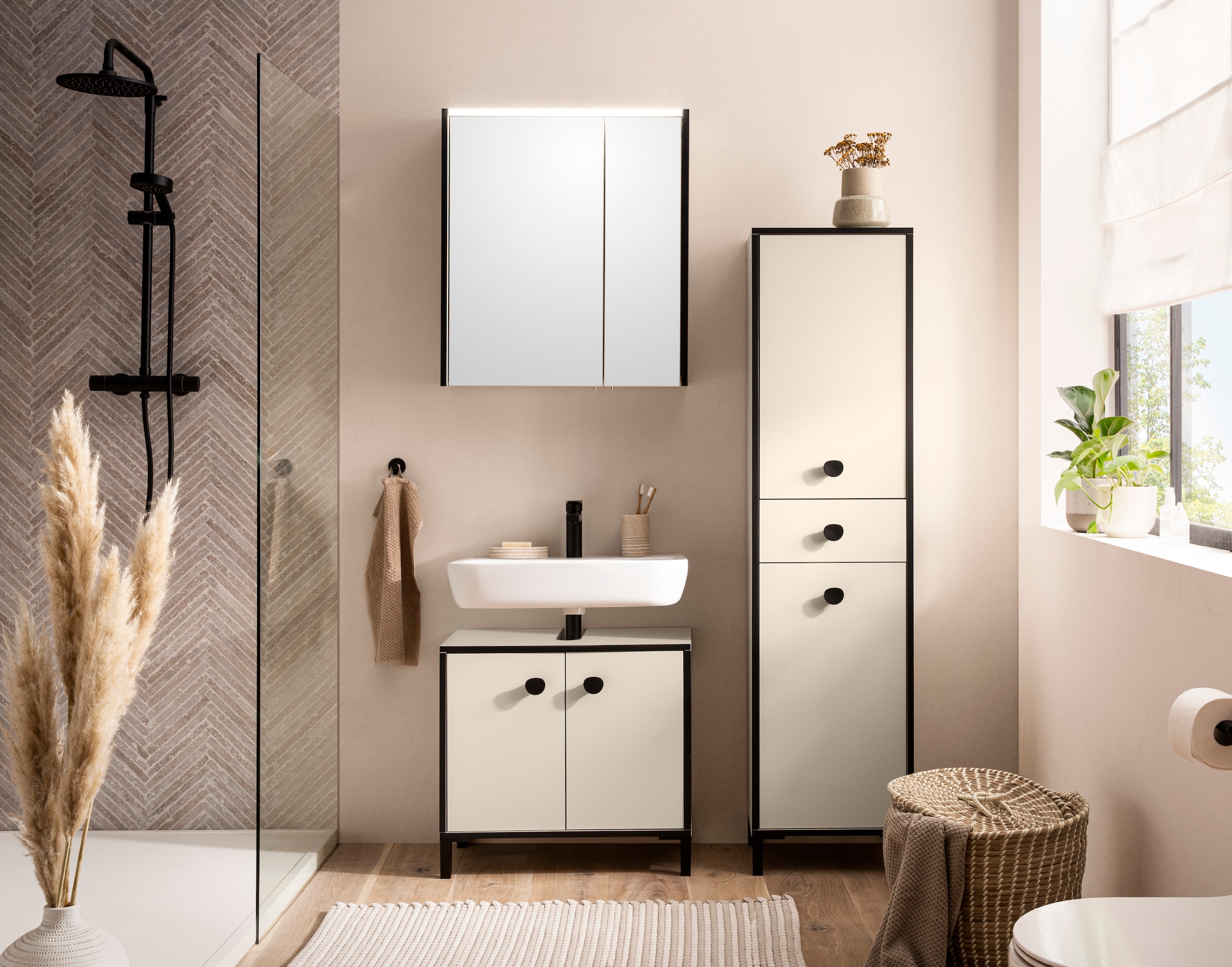 Schildmeyer Waschbeckenunterschrank »Edda, Breite 65,1 cm, abgerundete Griffe mit seidenweicher Haptik« Made in Germany