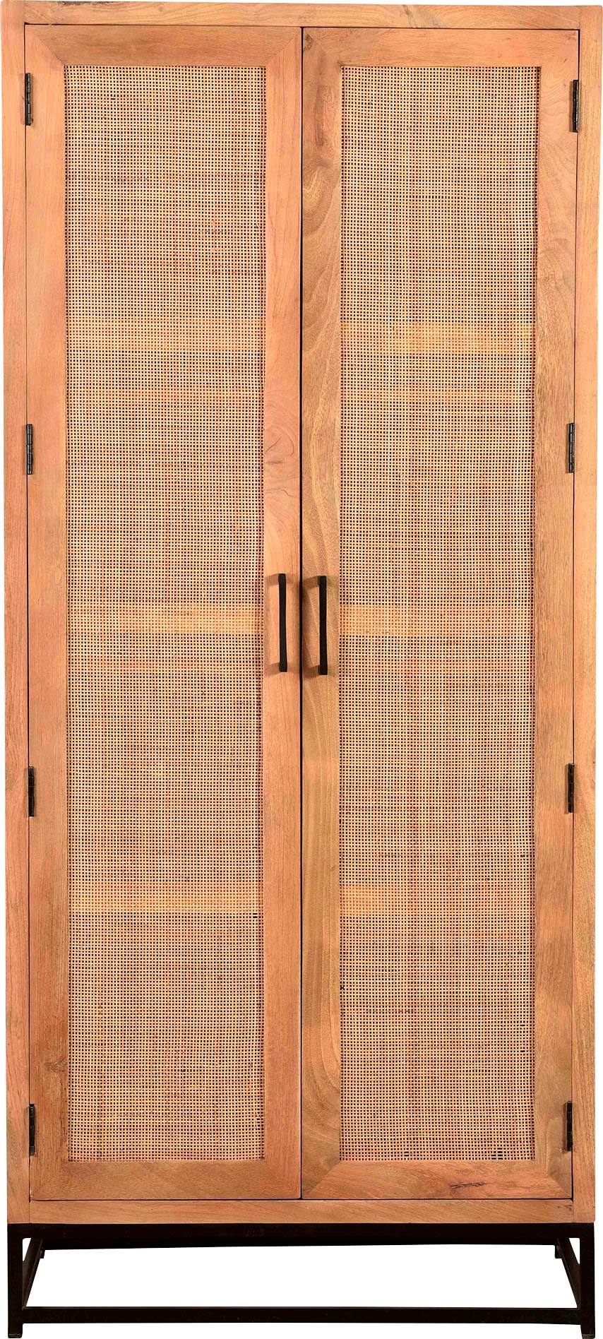 SIT Armoire multi-usages »Auckland aus Mangoholz Garderobenschrank, Rattan-Front & Metallgestell« inserts en rotin tendance pour un charme bohème et rétro naturel