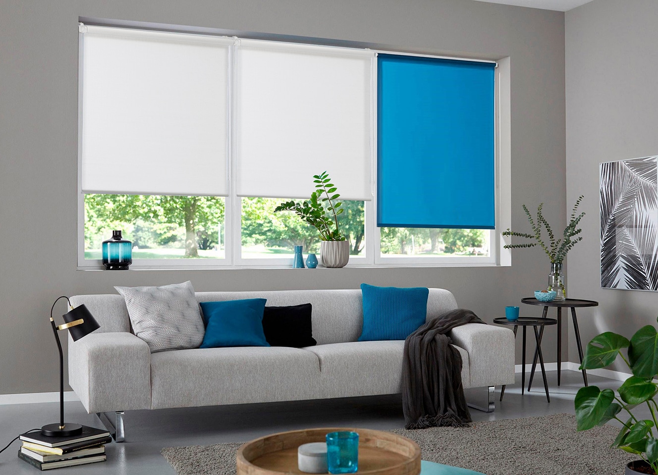 my home Store à enrouleur »LIYN« Lichtschutz ohne Bohren freihängend Trendiges Rollo in Naturoptik- NEUHEIT!