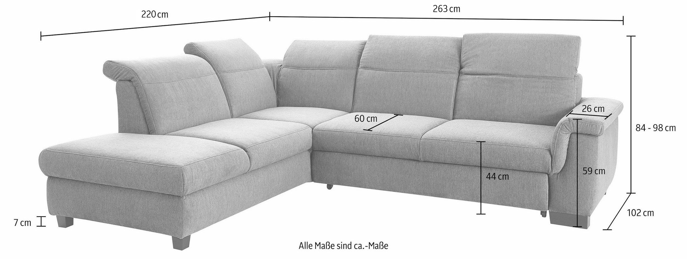 DOMO collection Ecksofa »Sully komfortables Sofa, OTTOs Choice, L-Form« wahlweise mit Bettfunktion und Kopf- bzw. Rückenverstellung