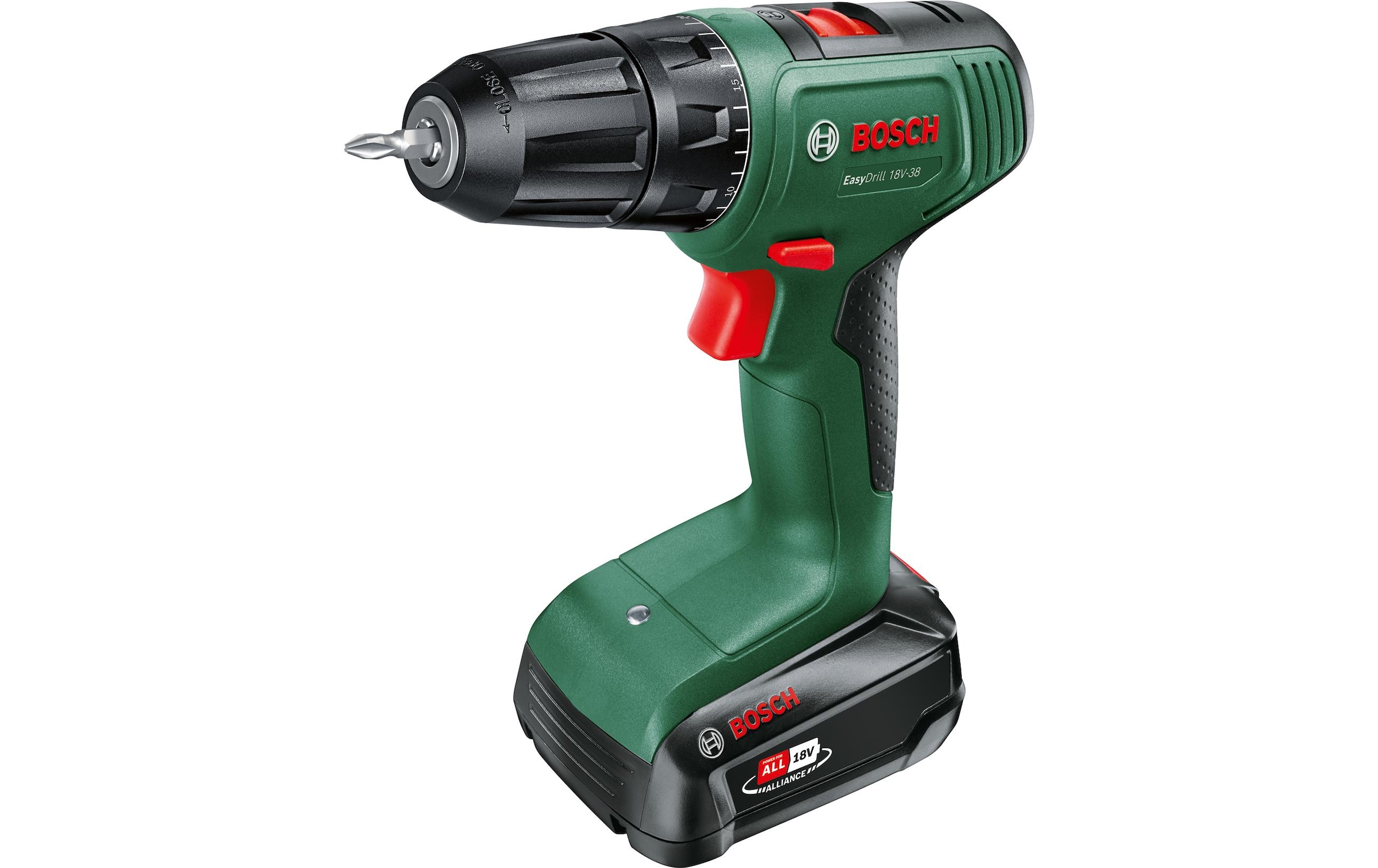 BOSCH Akku-Bohrschrauber »EasyDrill 18V-38, mit 1 x 2,5Ah Batterie & Ladegerät im Koffer« Kompaktester und leichtester seiner Art