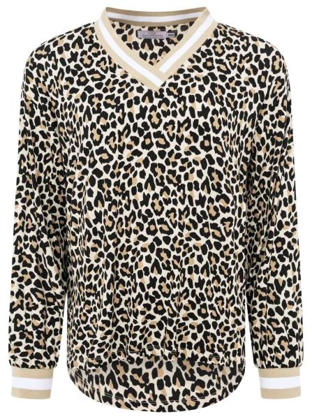 Zwillingsherz Chemisier »"Leo"« V-Neck, Animal Print, sportive Bündchen