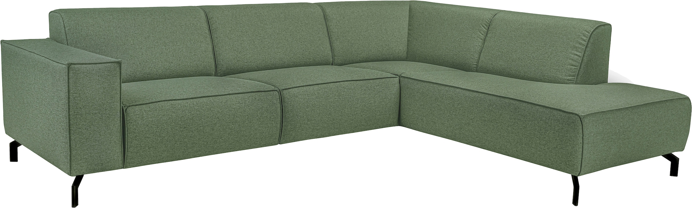 Home affaire Canapé d'angle »LORCAN mit Metallfüssen, Breite 275 cm, weiches Sitzgefühl« pieds métal, aspect cuir, structure, bouclé