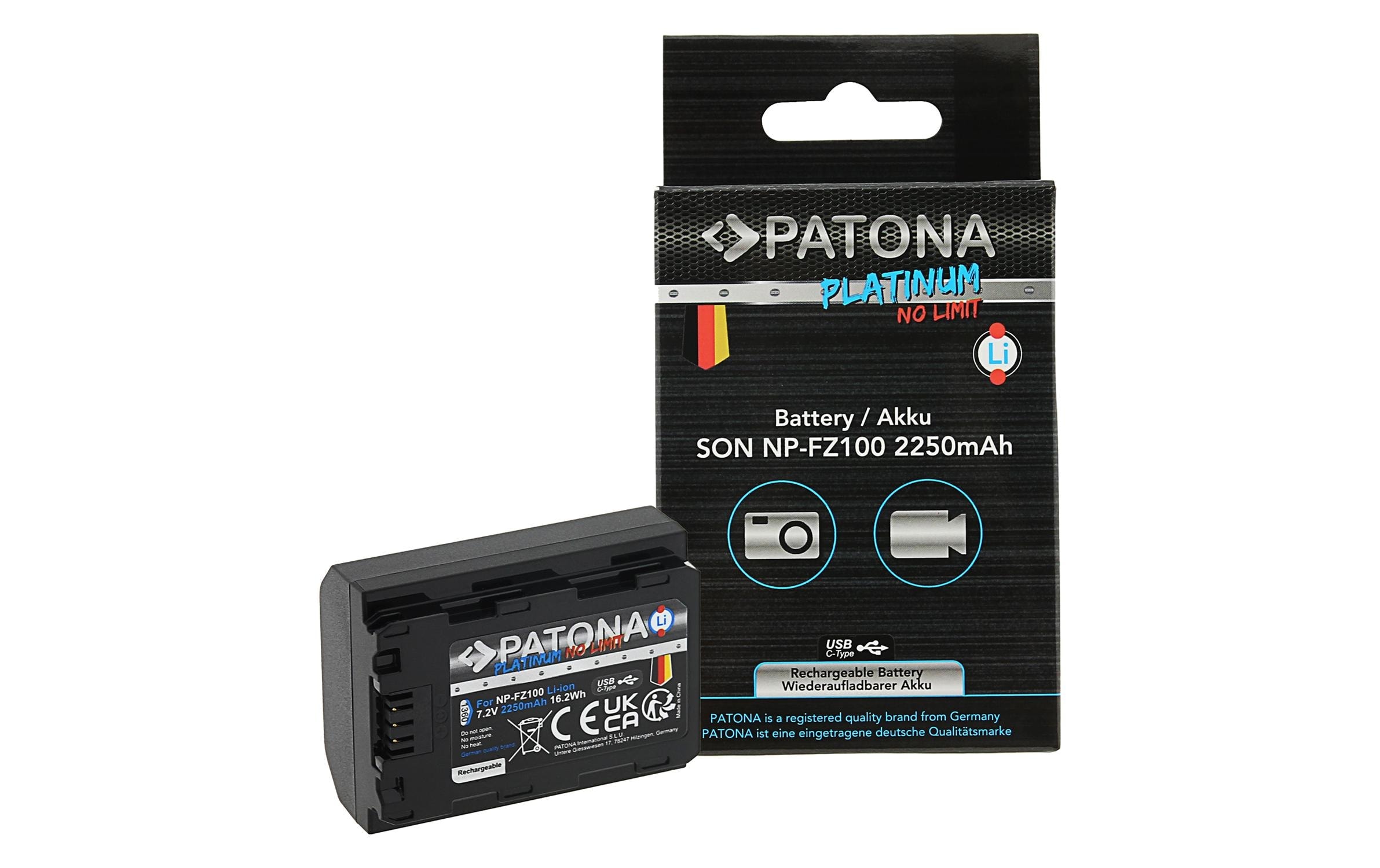   Batterie rechargeable »Patona Platinum Akku für Sony NP-FZ100 A7 III« 2.600 mAh