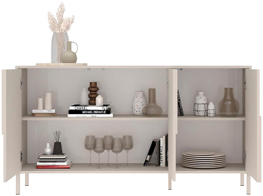 INOSIGN Sideboard »Stone, 155 cm breit, 3 Türen, Anrichte, Kommode, Stauraumschrank« 3D-Design, Push-to-open, Innenraum grosszügig, Füsse 14/2 cm wählbar