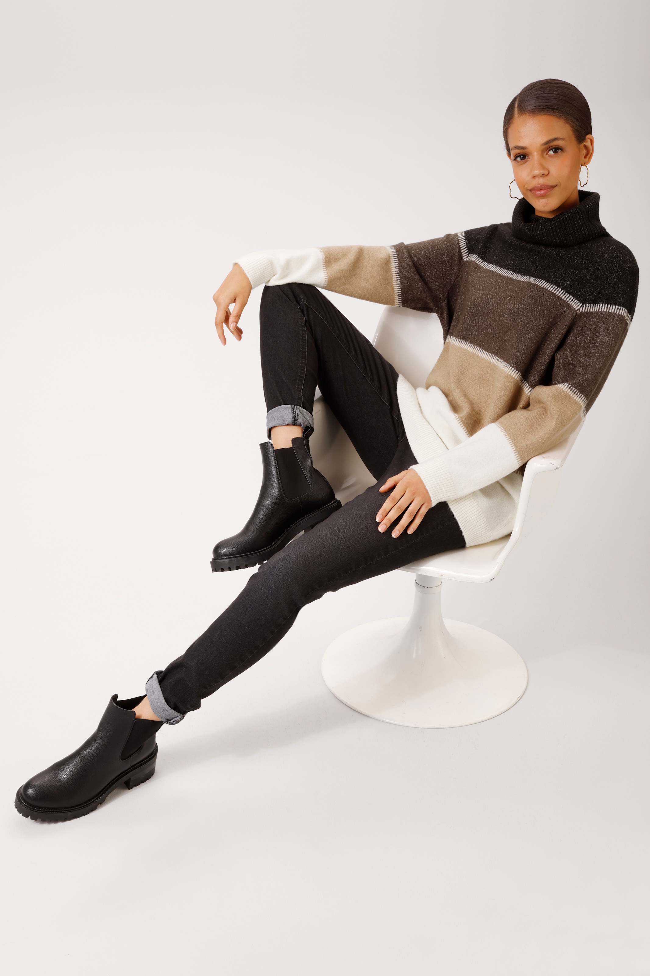 Aniston CASUAL Pull en tricot en color-blocking mélangé - NOUVELLE COLLECTION