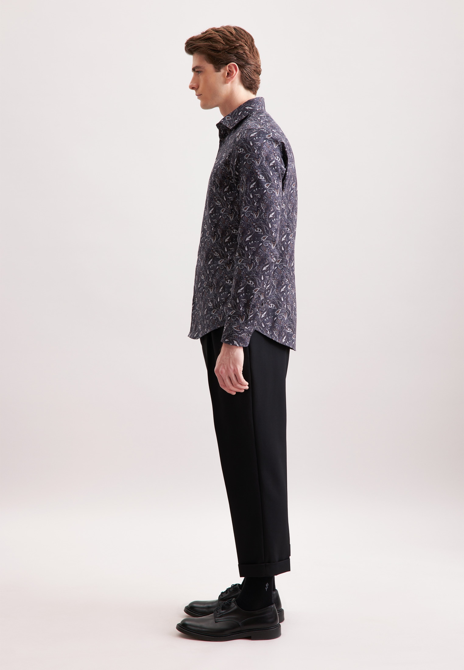 seidensticker Flanellhemd »Schwarze Rose« Slim 1/1 Kentkragen Geblümt