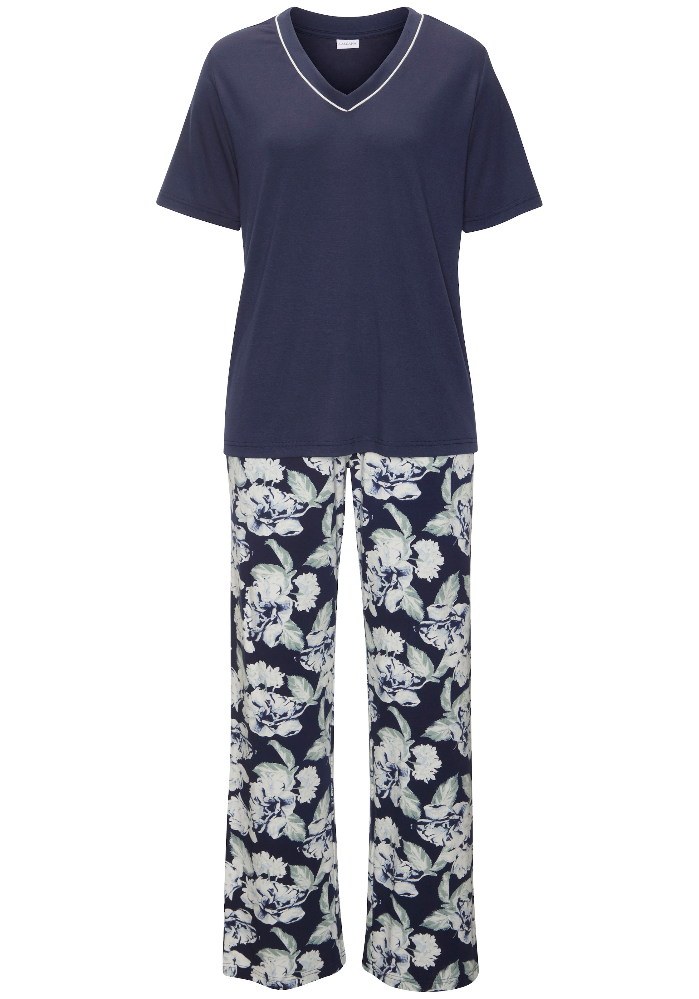 LASCANA Pyjama 2 Stk. tlg., mit schönem Blumenmuster