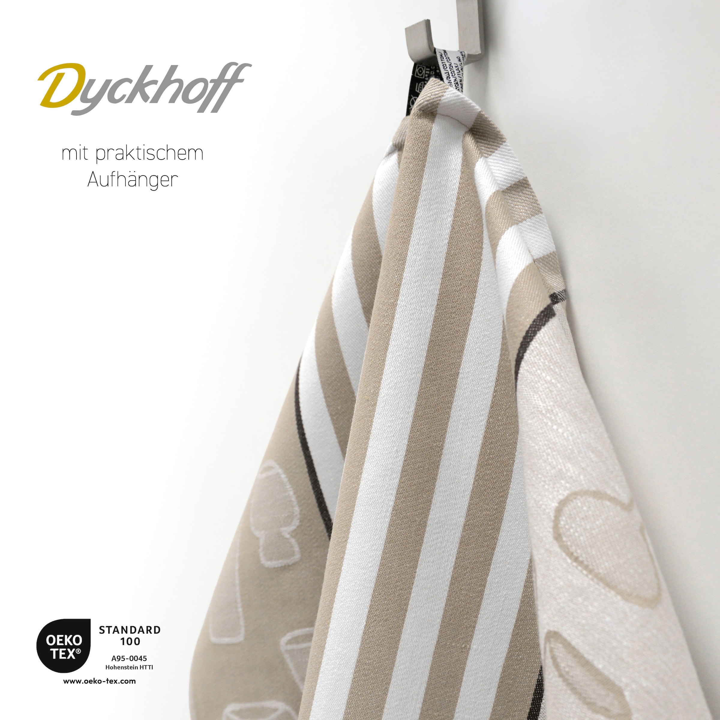 Dyckhoff Geschirrtuch »Gläser / Halbleinen« mit Gläser & Streifen Motiv, Masse je Tuch ca. 50x70 cm