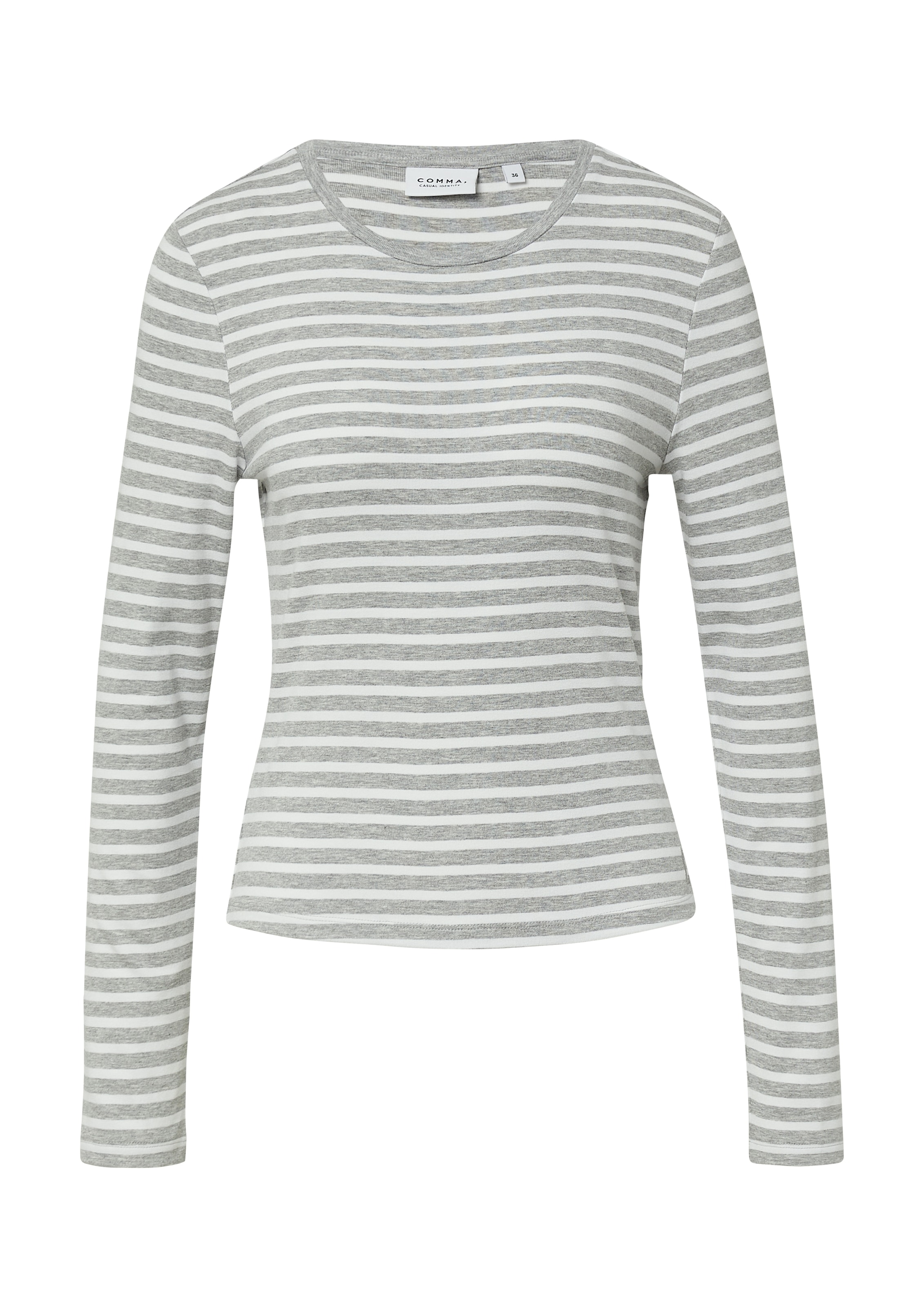 comma casual identity Langarmshirt gestreift, figurbetont, casual, Rundhals