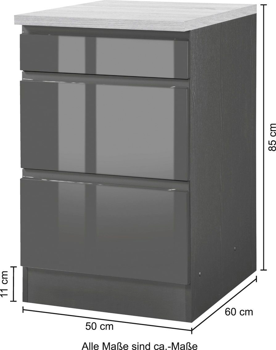 KOCHSTATION Unterschrank »KS-Virginia,neu in verbesserter Ausführung« Stauraum, Softclose, mit CPL-Arbeitsplatte,  Breite 50 cm, 1 Schubkasten, 2 Auszüge, Soft-Close-Funktion