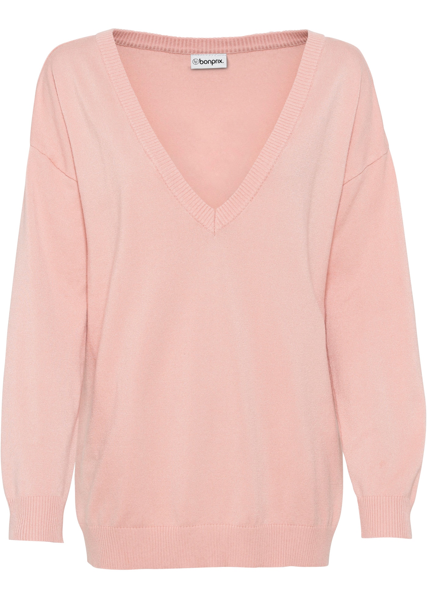 bonprix Pull en tricot matière douce et moelleuse, coupe oversize, décolleté en V
