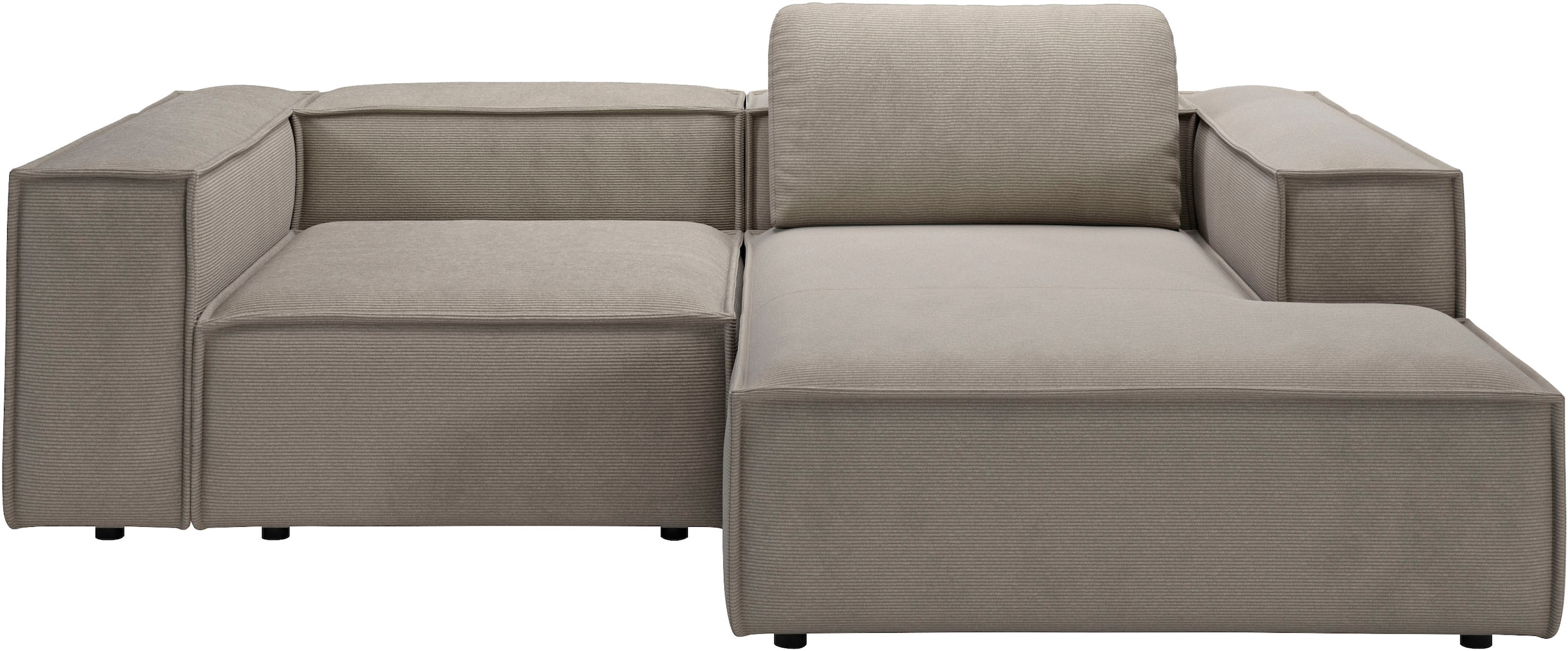 Home affaire Ecksofa »Watertown, kompakte L-Form, Japandi Design, 246 cm Breite« modernes Ecksofa mit Feincordbezug, platzsparend & bequem