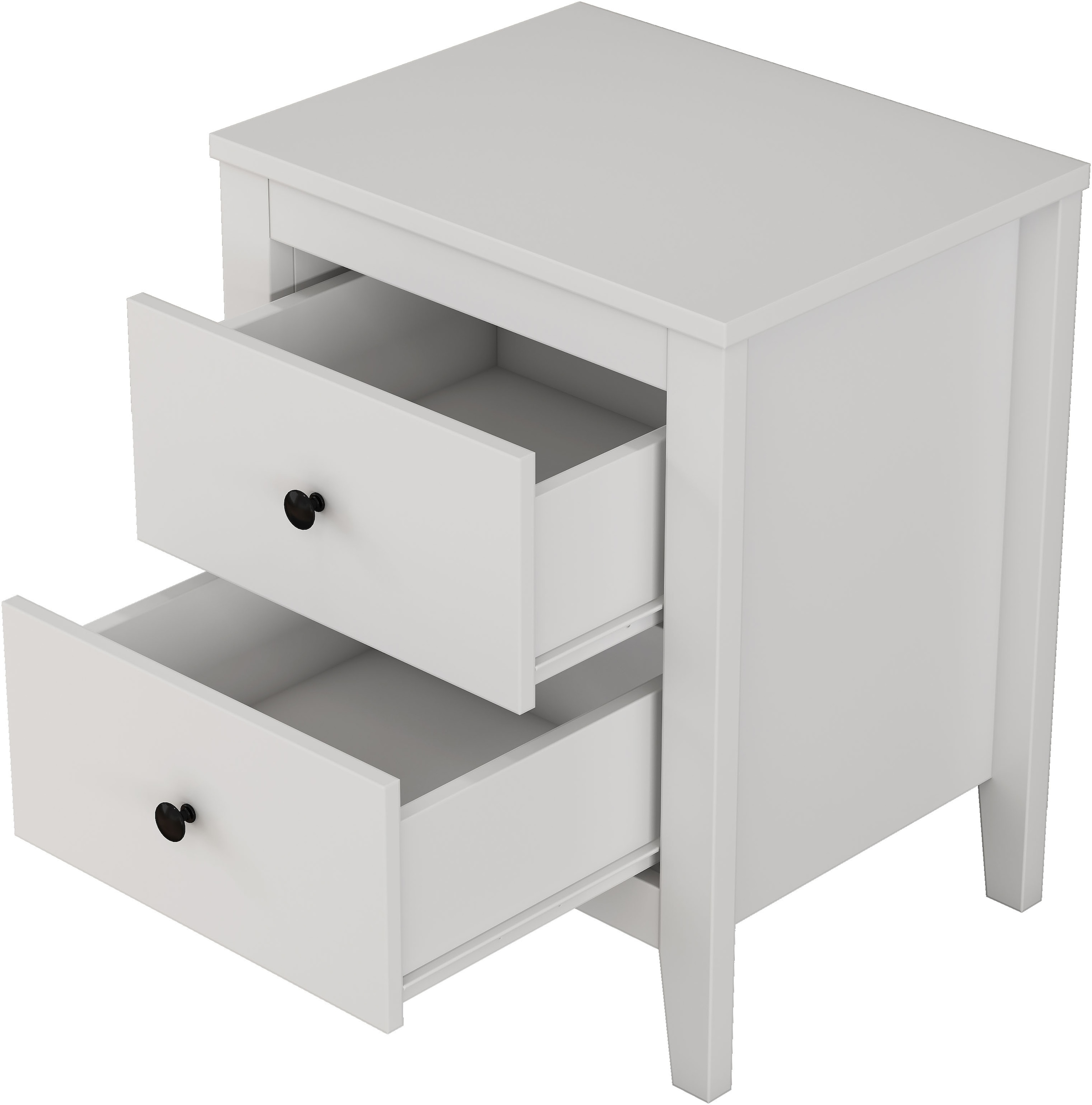 GOODproduct Table de nuit »Borkum Nachttisch Set im Landhaus Design weiss Bestseller« Set, 2 Schränke im Set, schwarze Griffe aus Metall,  Nachttisch Set mit je 2 Schubladen , Beistelltisch