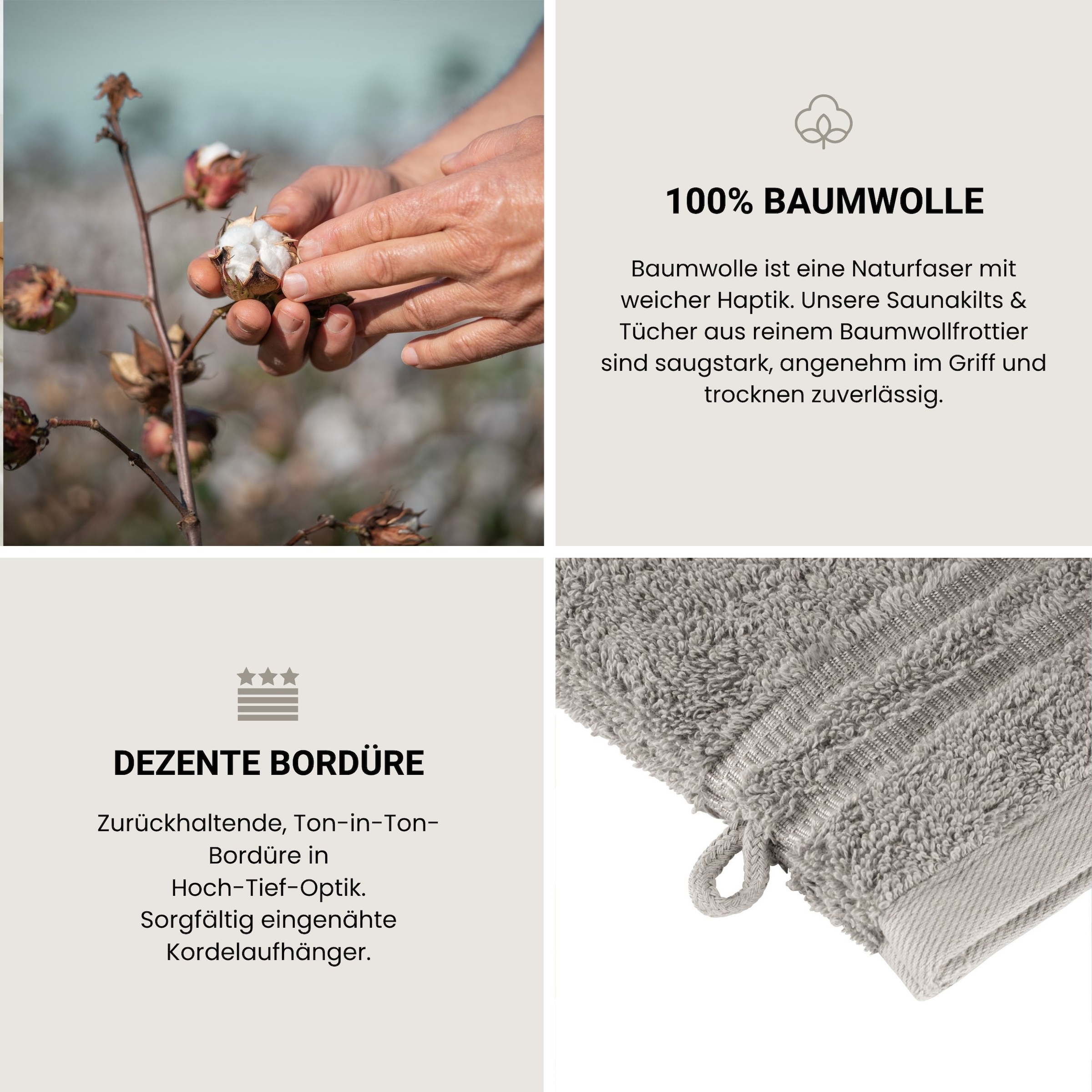 Schiesser Gant de toilette »Milano Waschhandschuh-Set aus weicher Baumwolle in Frottier-Qualität« avec bordure tissée
