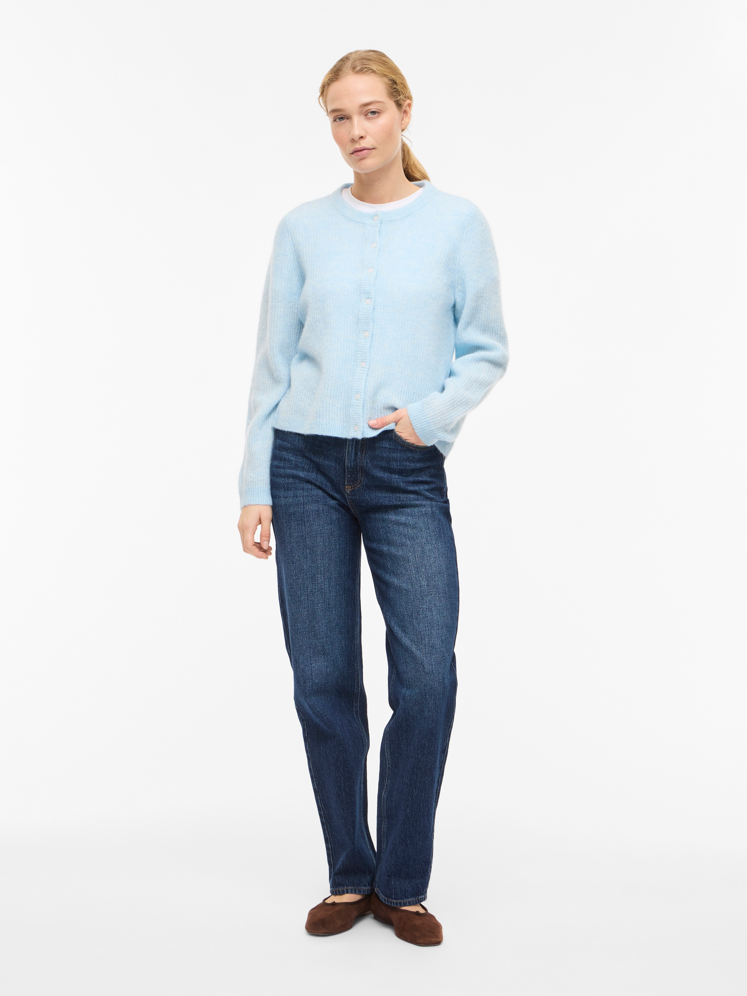 Vila Veste en tricot »VILORY O-NECK L/S KNIT CARDIGAN-NOOS« Materialmix, regular fit