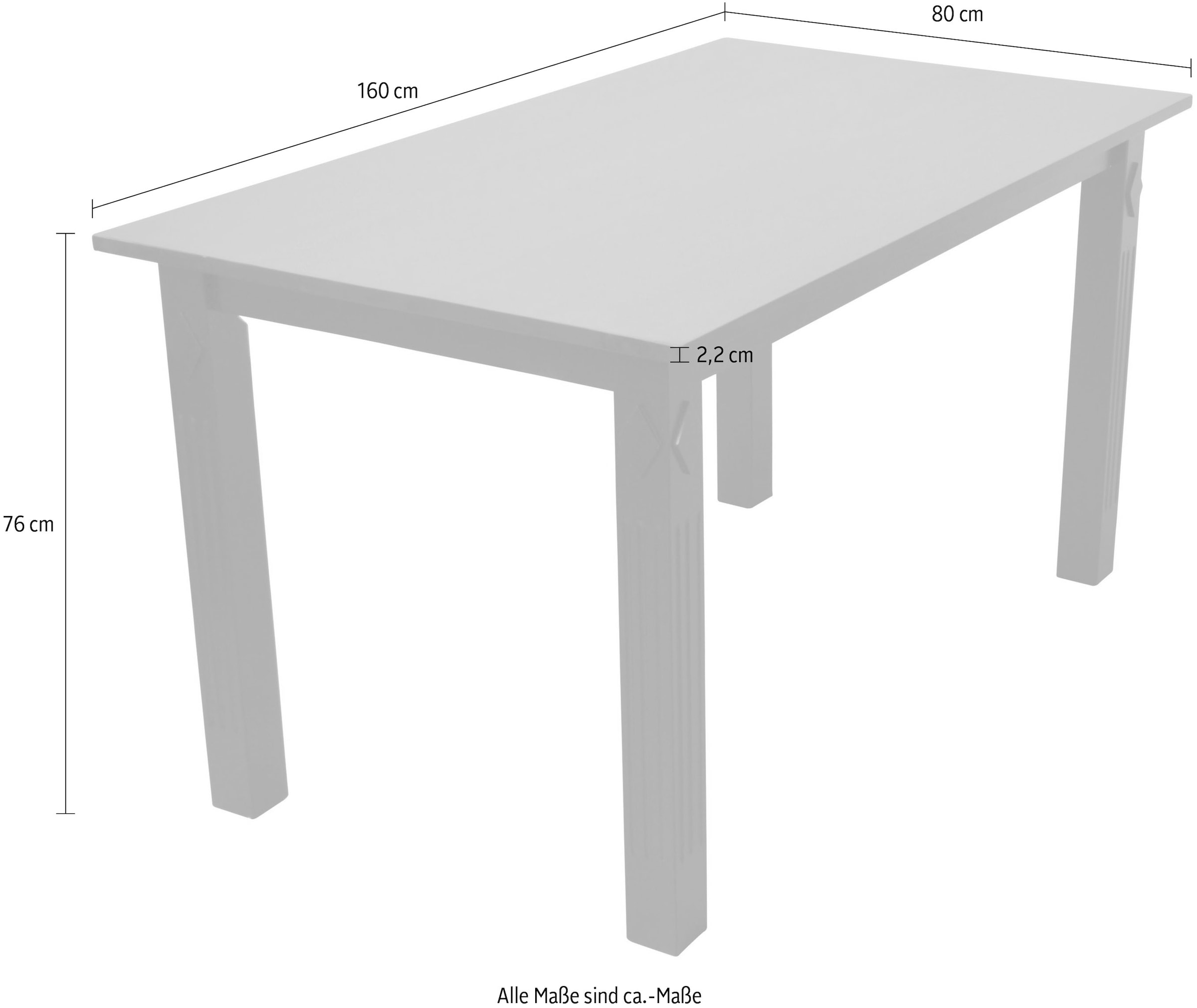 Home affaire Table de salle à manger »Salmi« mit schönen eingefrästen Rillen, in 2 Grössen