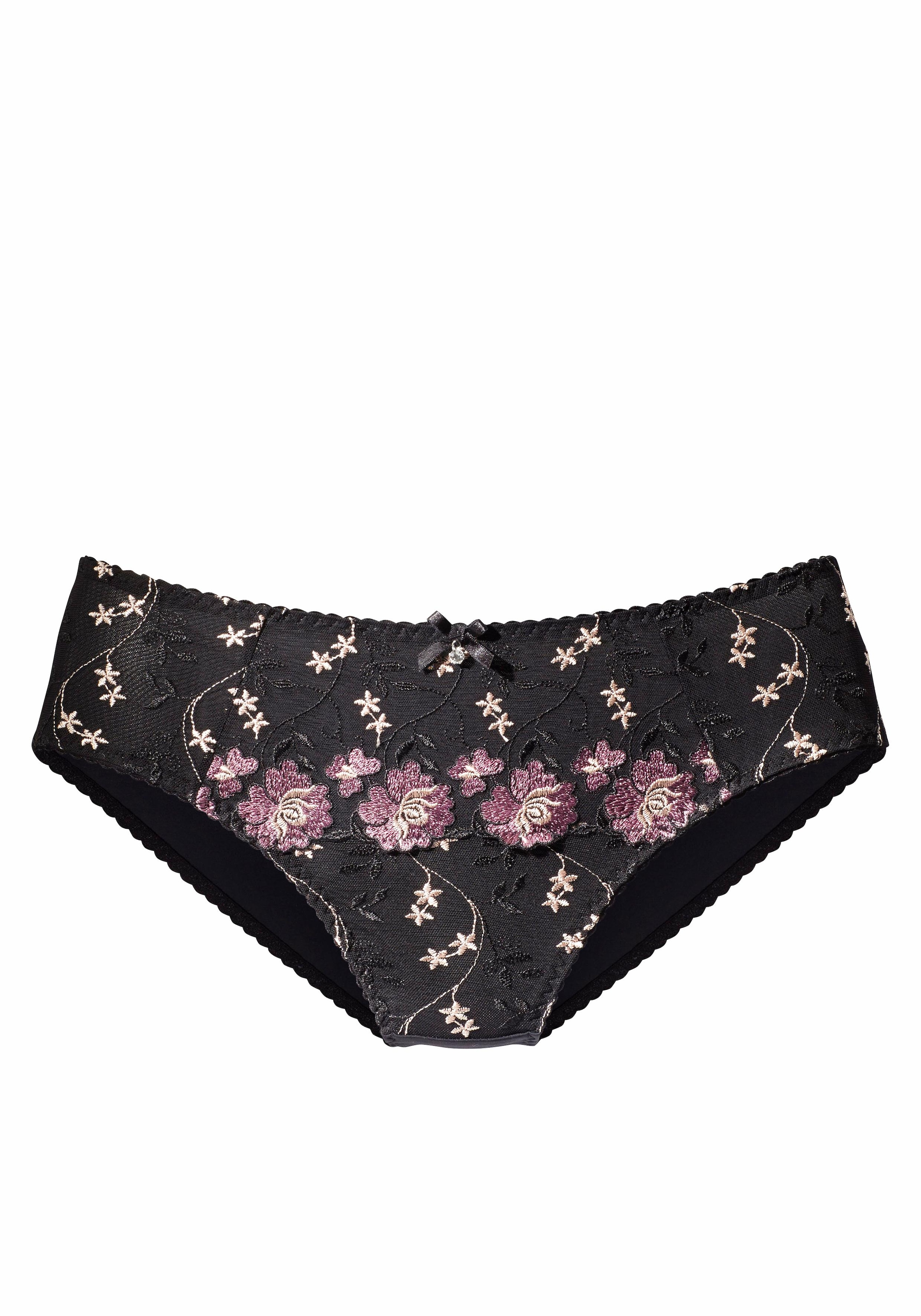 Nuance Slip , mit Blüten-Stickereien