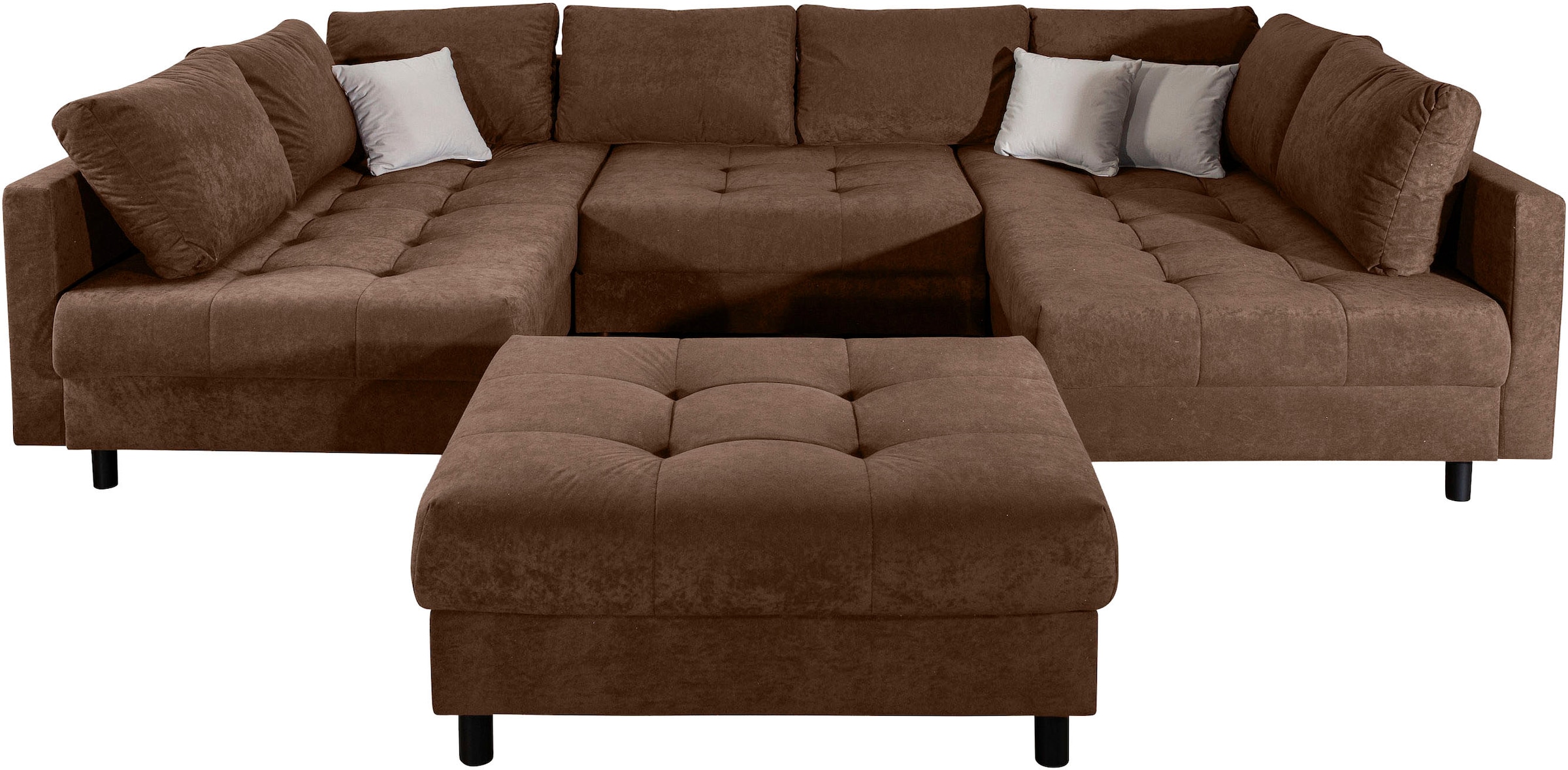 COLLECTION AB Wohnlandschaft »Toni U-Form, B: 298 cm« mit Hocker & 3 Zierkissen, Federkern