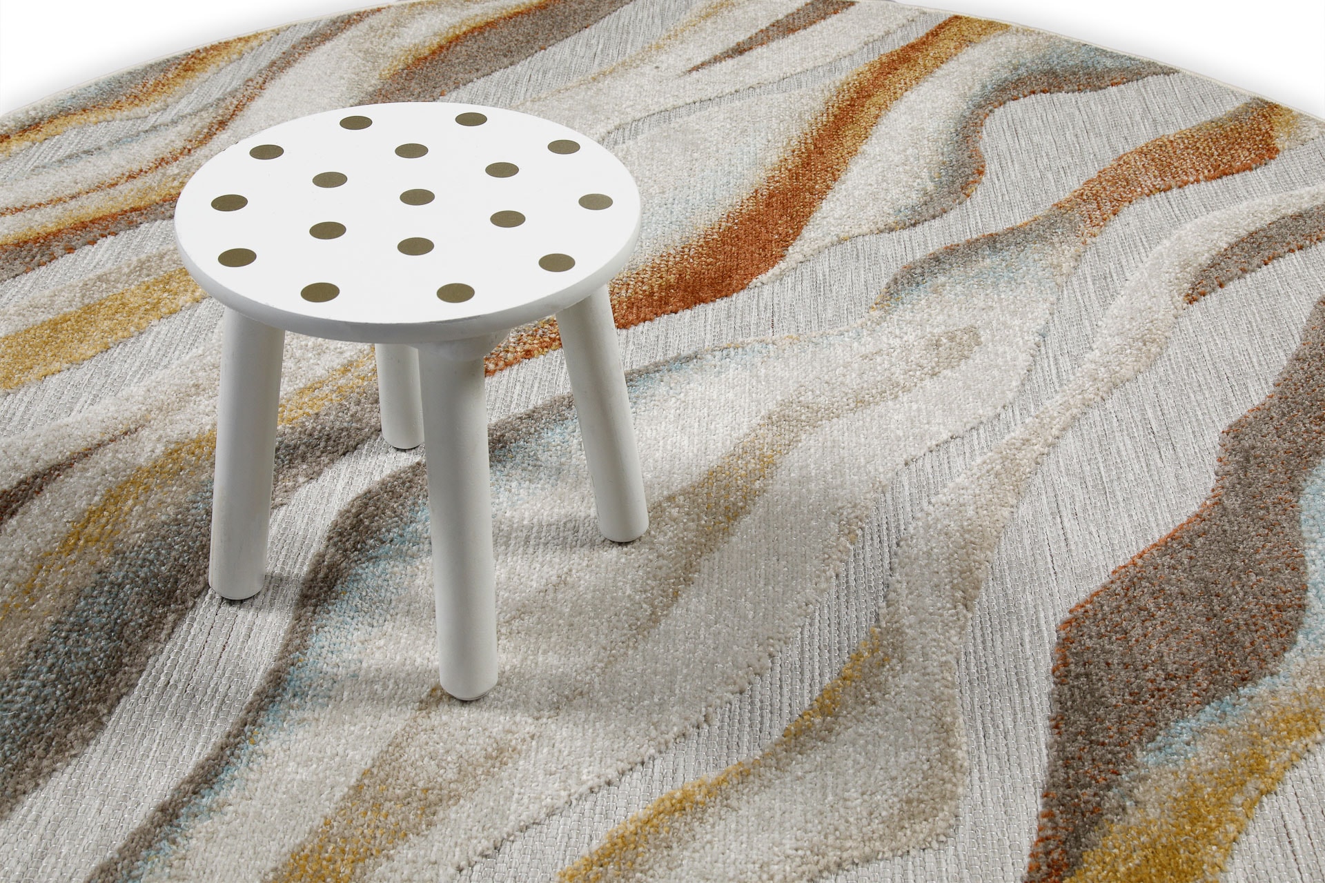 Wecon home Tapis d'extérieur »Creek« Rond 5 mm Höhe für Innen & Aussen, strapazierfähig, pflegeleicht, Hoch-Tief Effekt