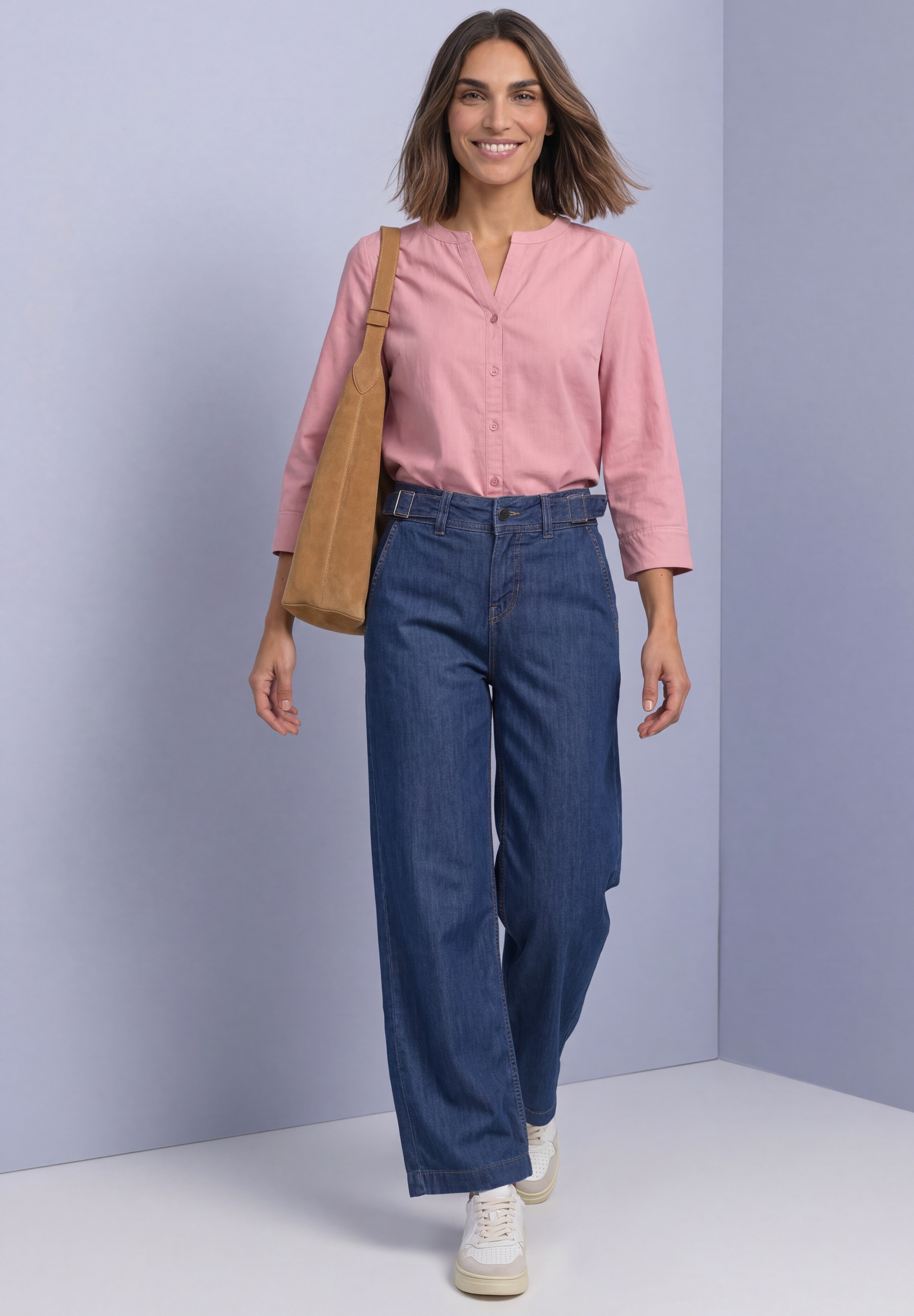 STREET ONE Shirtbluse 3/4-Arm Bluse mit Split Neck aus Cord