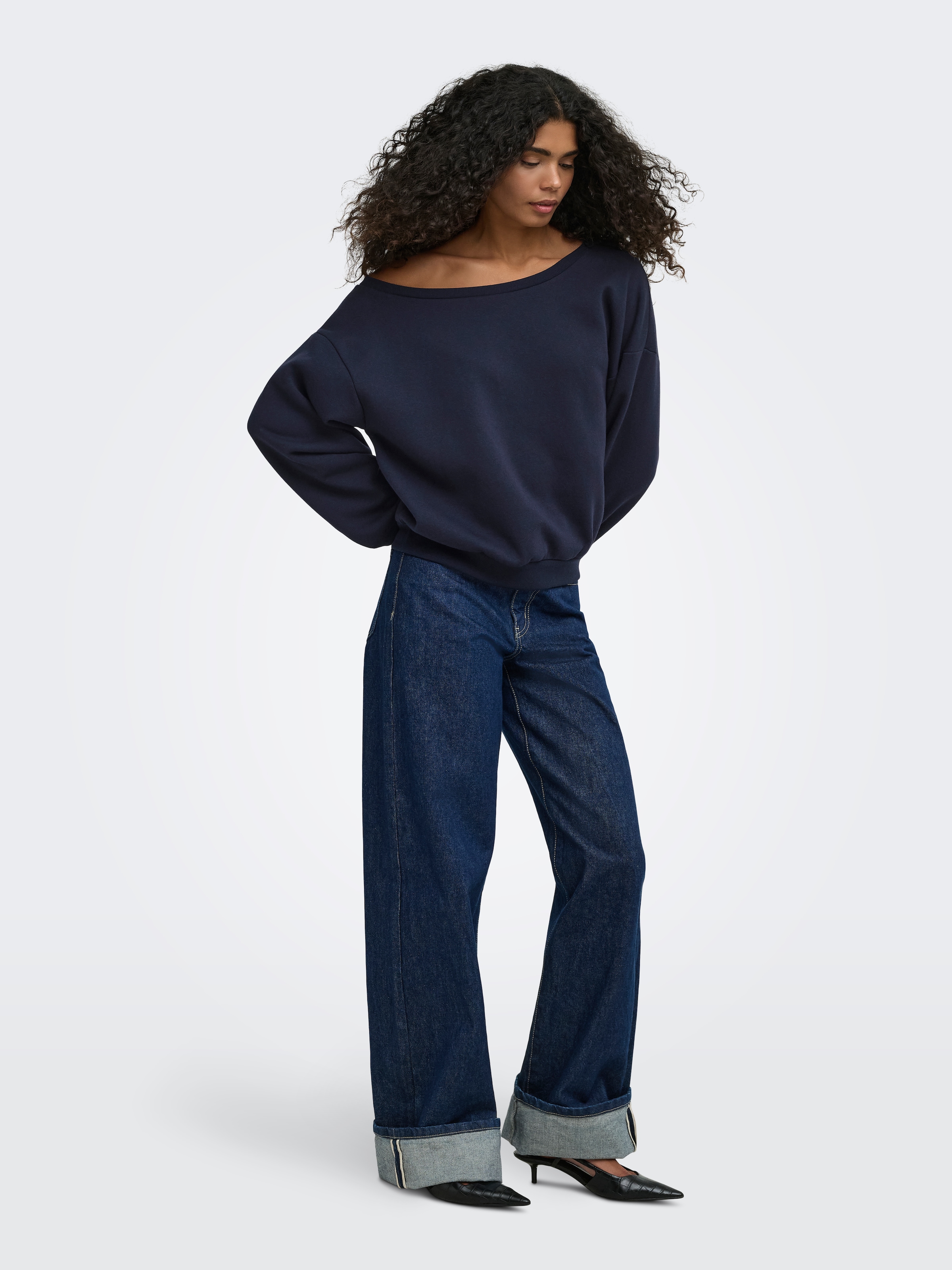 ONLY Sweat-shirt »ONLRHINA L/S ONE SHOULDER NOOS SWT«, mélange de coton, oversize
