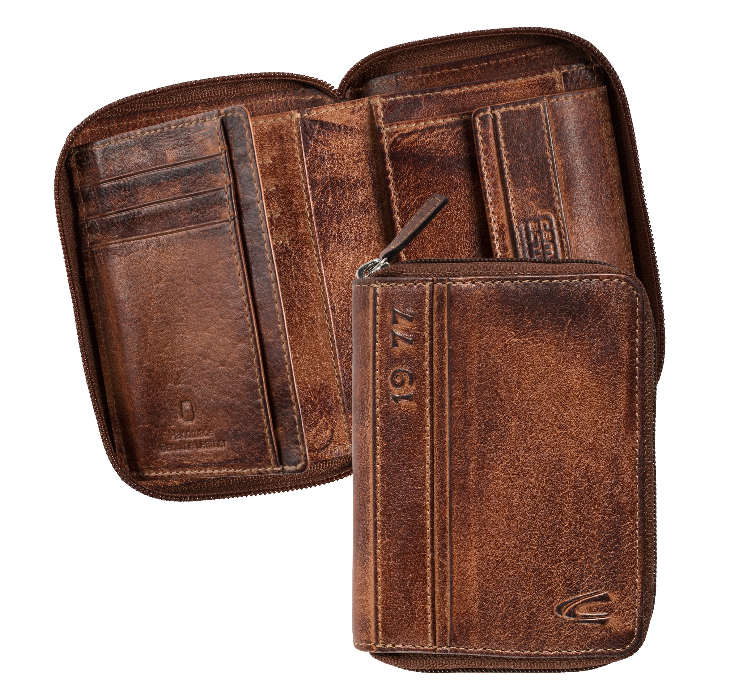 camel active Geldbörse »Melbourne« aus hochwertigem Rindsleder mit kernigen Nähten im Used Look