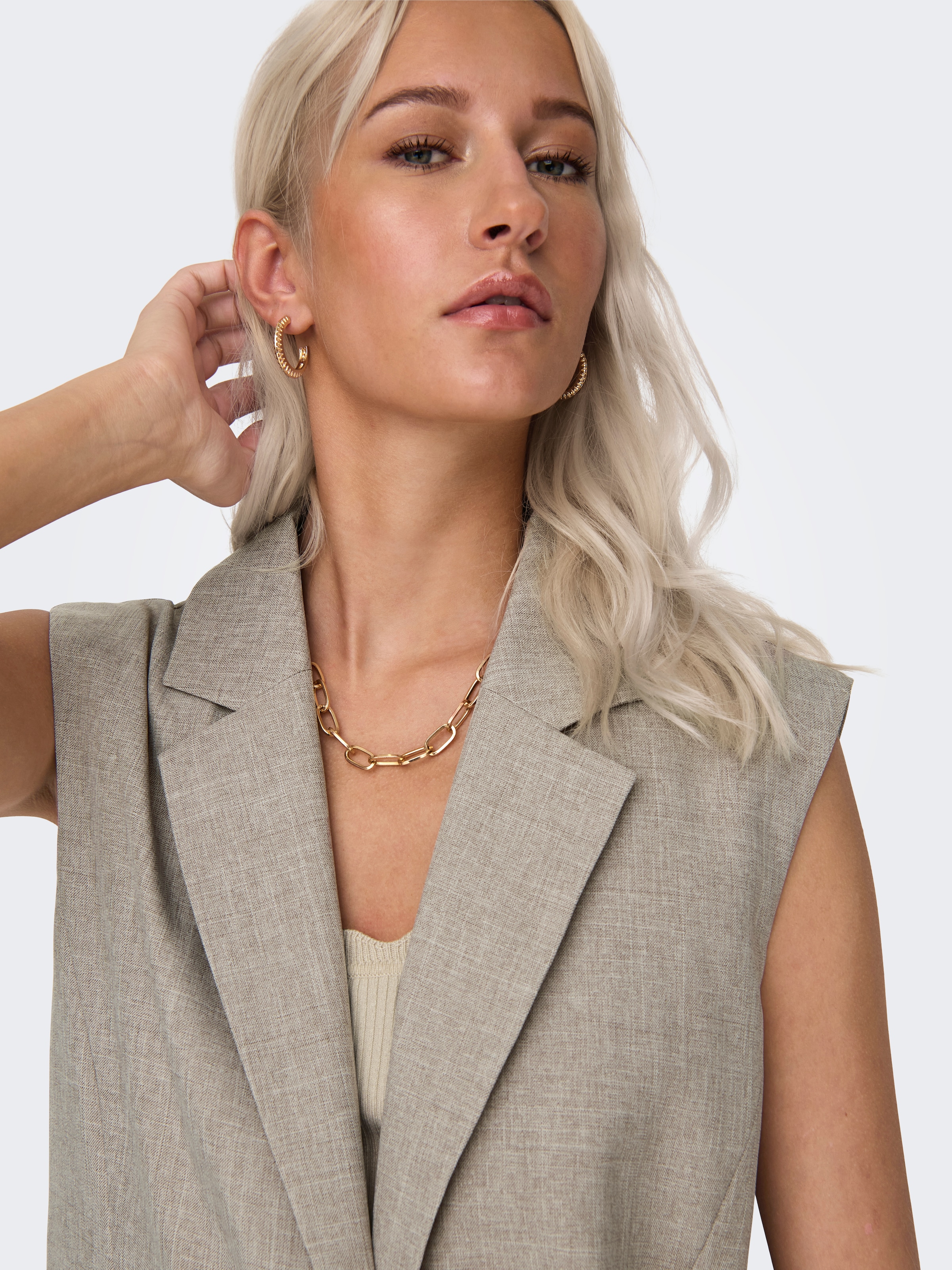 ONLY Anzugweste »ONLLINDA S/L MEL OVERSIZE WAISTCOAT TLR« Materialmix