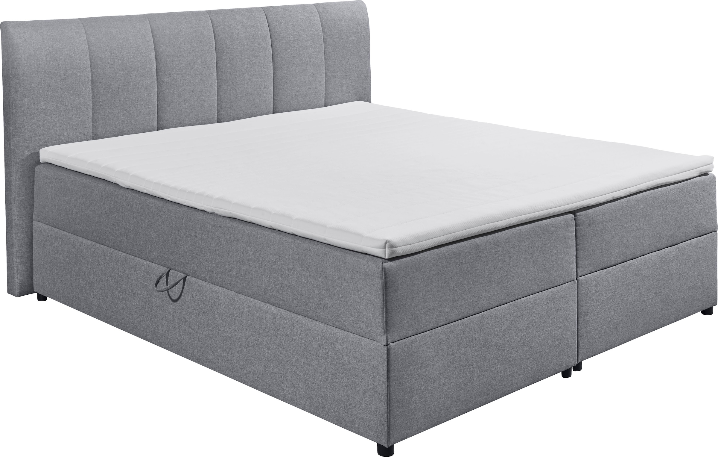 ED EXCITING DESIGN Boxbett »GRANADA, Polsterbett mit Bettkasten und Taschenfederkernmatratze H3« mit Komfortschaum-Topper, Webstoff-Bezug, Liegefläche 180x200cm