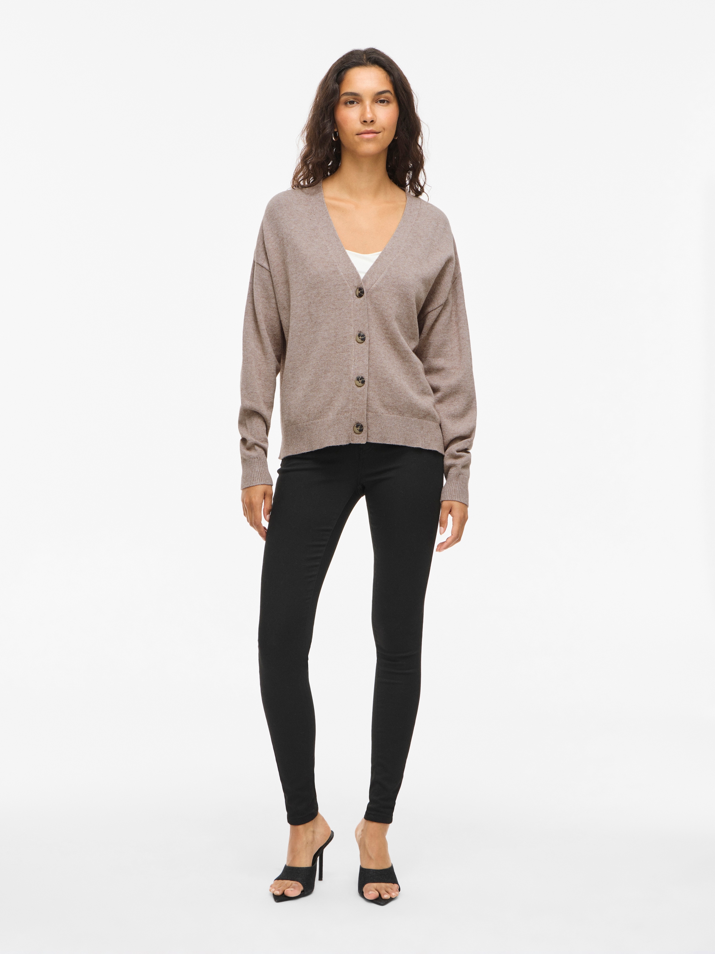 Vila Strickjacke »VIRIL V-NECK KNIT CARDIGAN - NOOS« Materialmix, regular fit