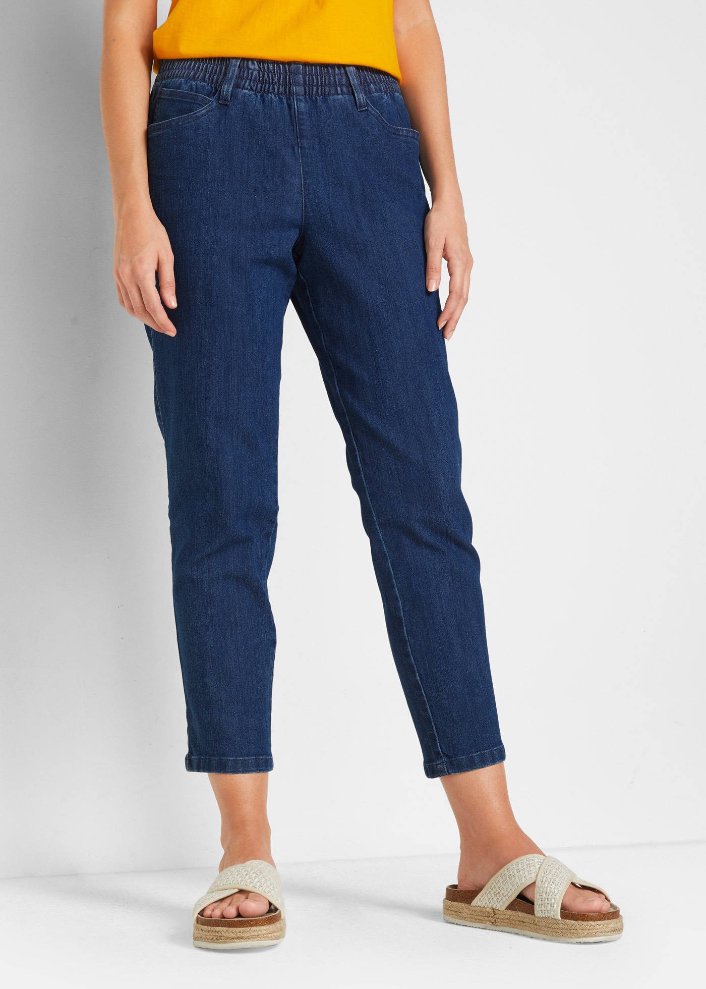 bonprix Straight-Jeans Packung, 2 gerades Bein, mit erhöhtem Gummibund, in Stretch-Qualität