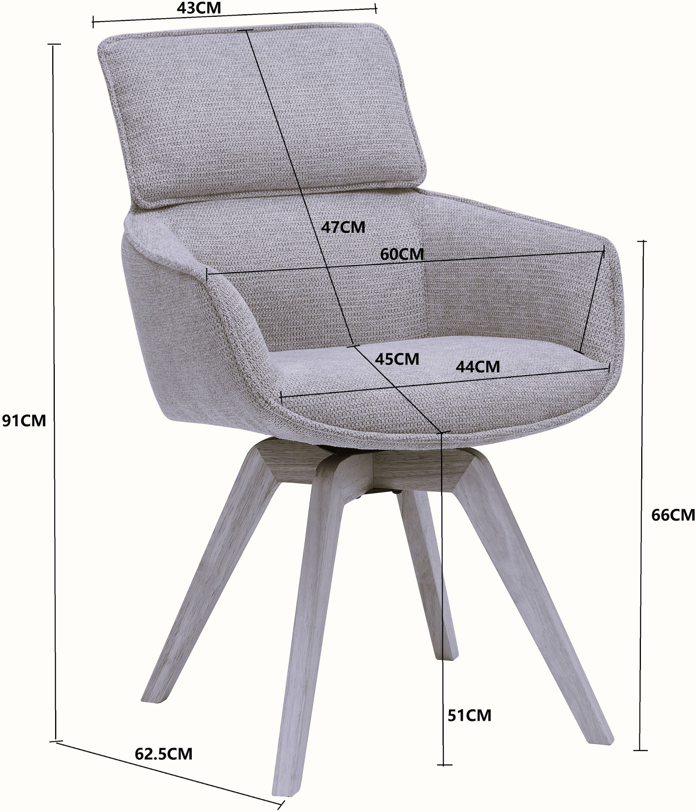 GOODproduct Chaise de salle à manger »Romilda« (Ensemble) 2 cuispflegeleichter Webstoff Bezug, Metallgestell in  Holzoptik