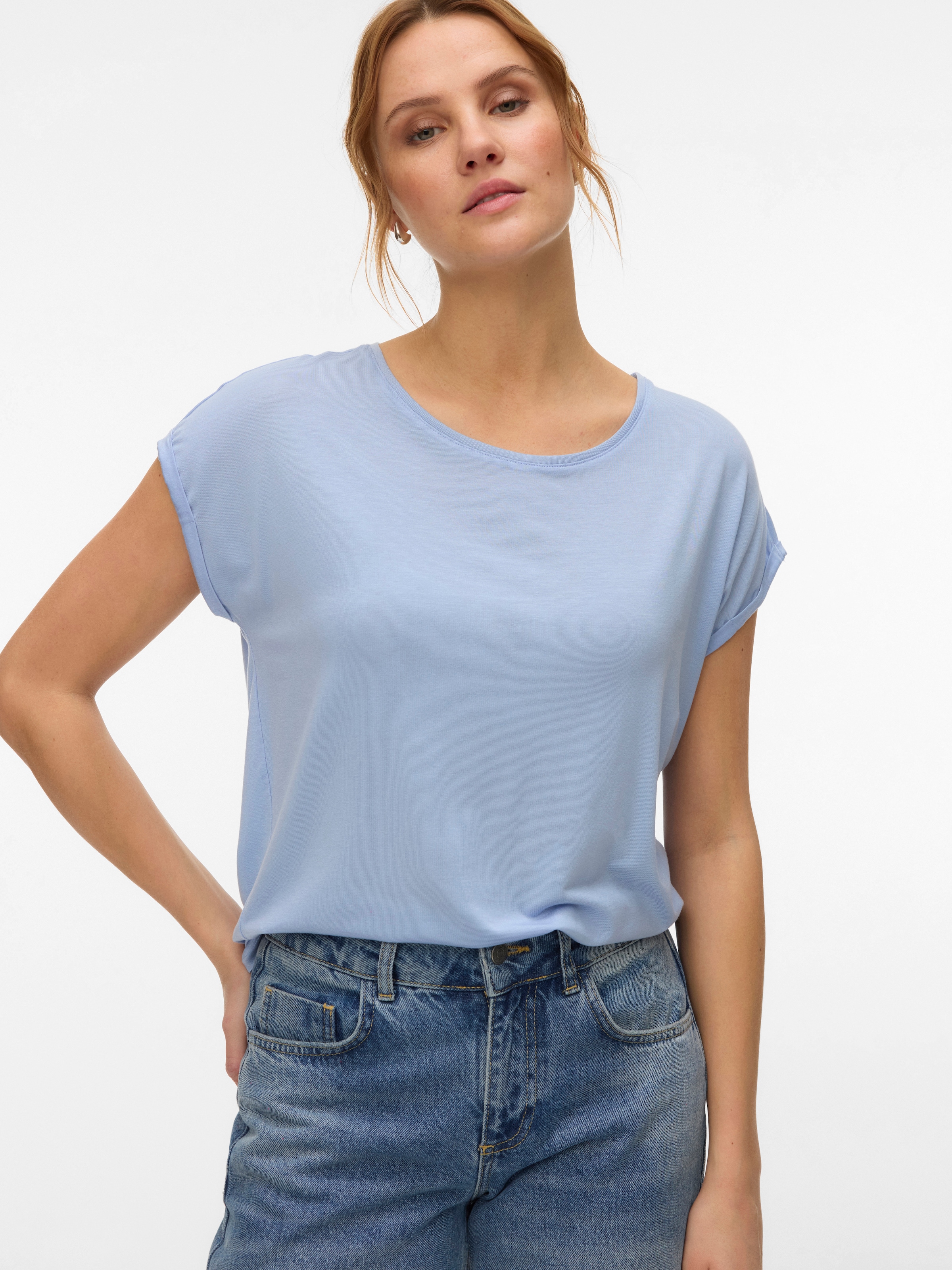 Vero Moda T-shirt »VMAVA PLAIN SS TOP JRS NOOS« mélange de matériaux, coupe régulière