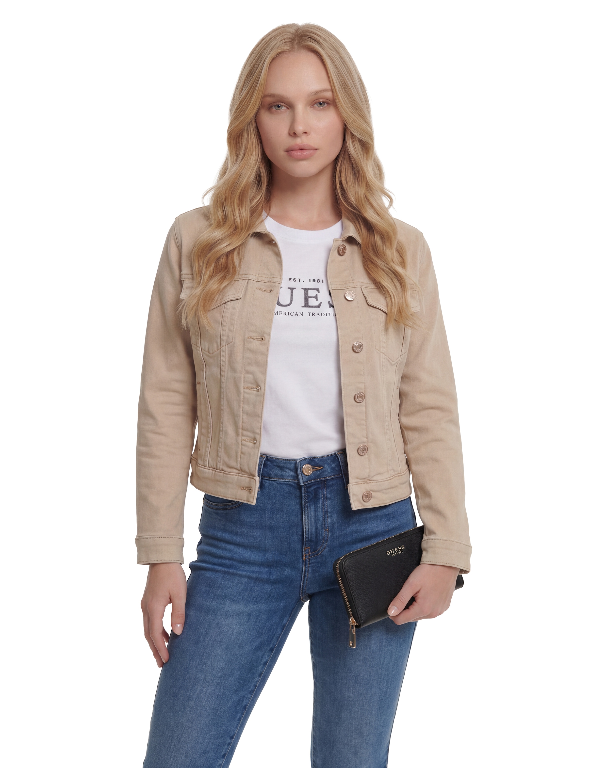Guess Porte-monnaie »AMORETTE SLG LRG ZIP AROUND« Damen Portemonnaie, Geldbeutel mit edlem Logoschriftzug