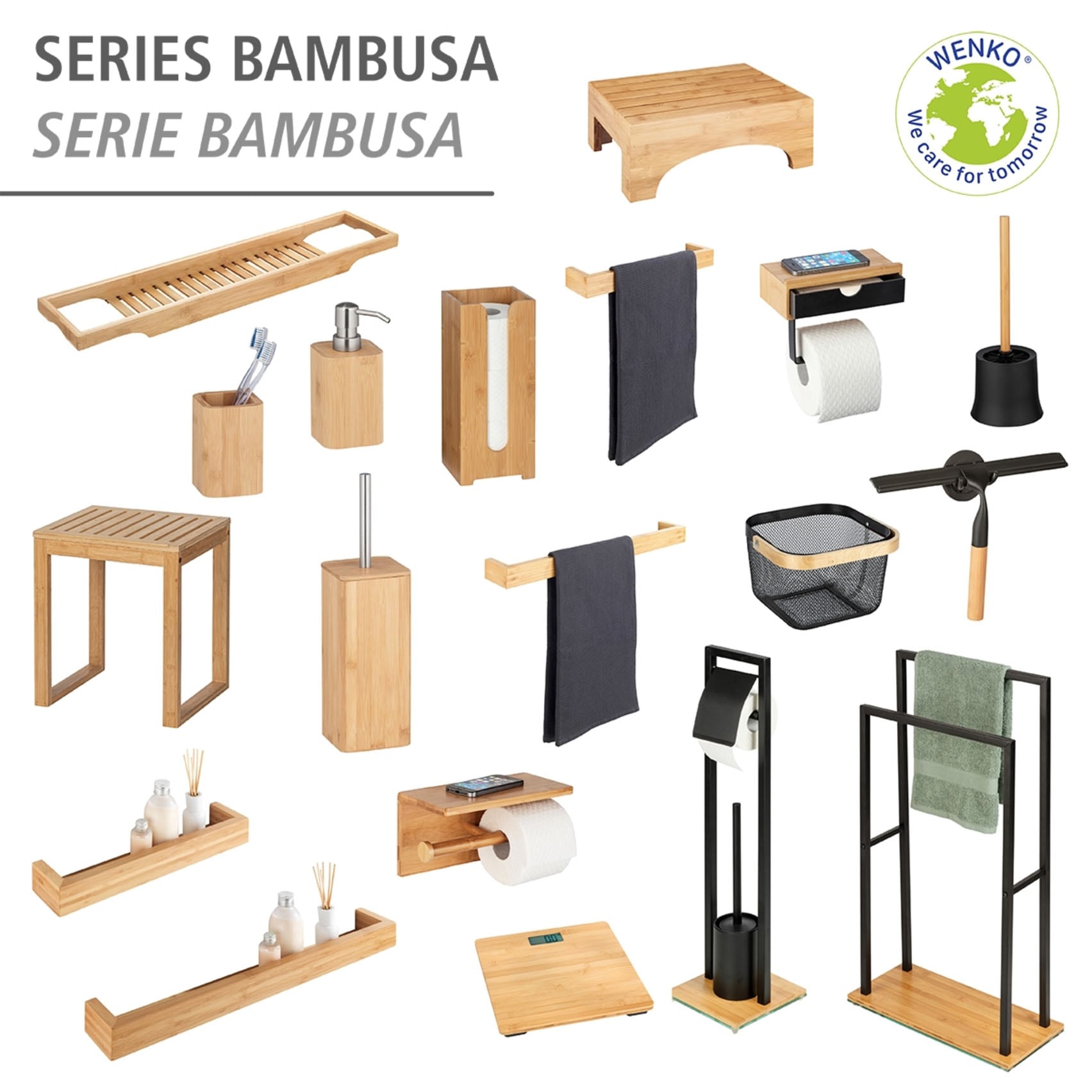 WENKO Tabouret de salle de bain »Bambusa« LxPxH : 40x30x15cm