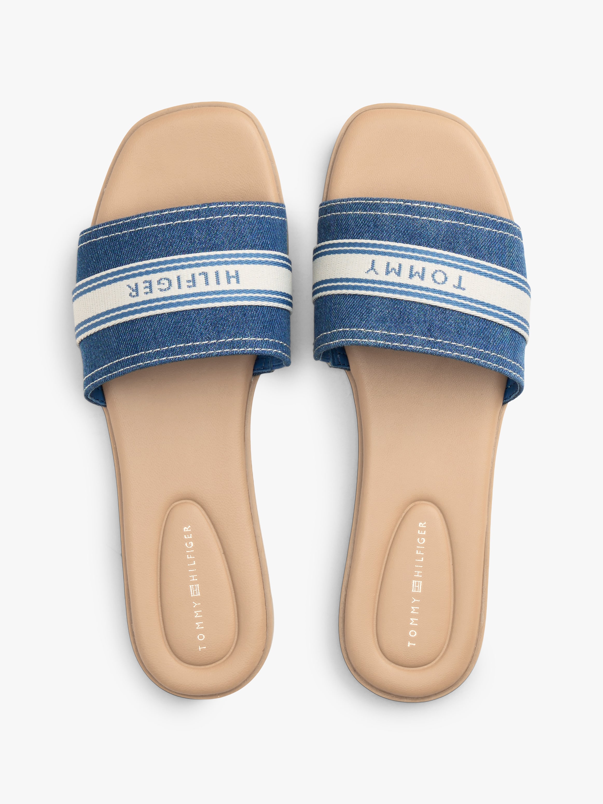 Tommy Hilfiger Pantolette »FLAT MULE WEBBING«  Chaussure d'été, ballerines avec garniture contrastée à la mode