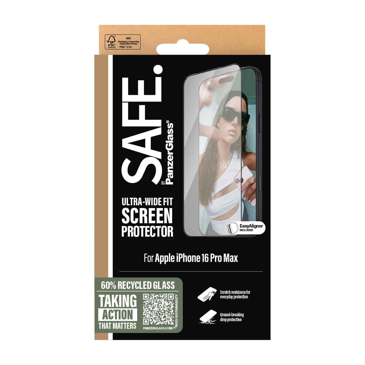 SAFE by PanzerGlass Verre de protection d'écran »Ultra-Wide Fit Screen Protection« für Apple iPhone 16 Pro Max Displayschutzfolie, Schutzfolie, Bildschirmschutz, kratz- & stossfest