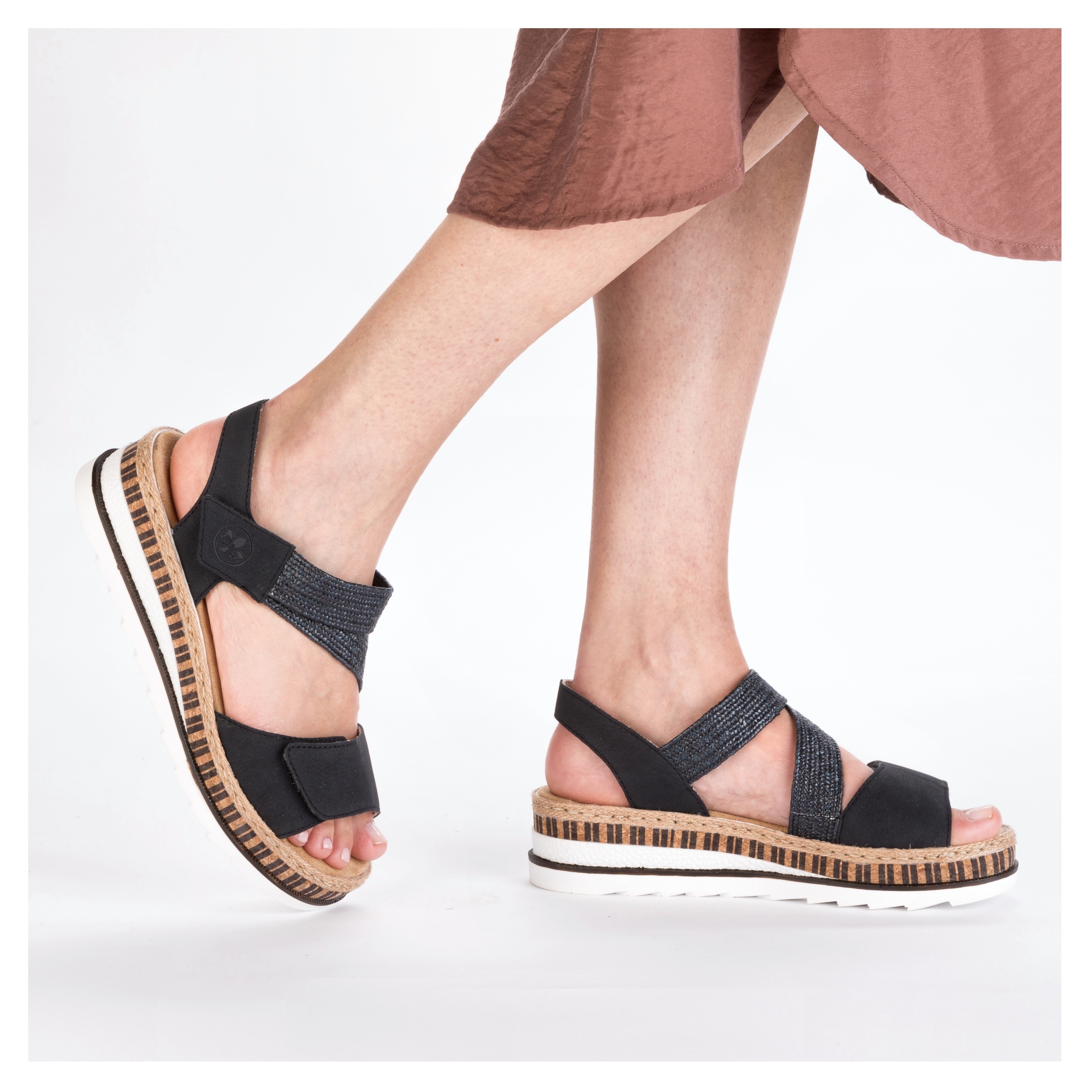 Rieker Keilsandalette  Riemchensandale, Sommerschuh, Urlaubschuh mit Klettriemchen