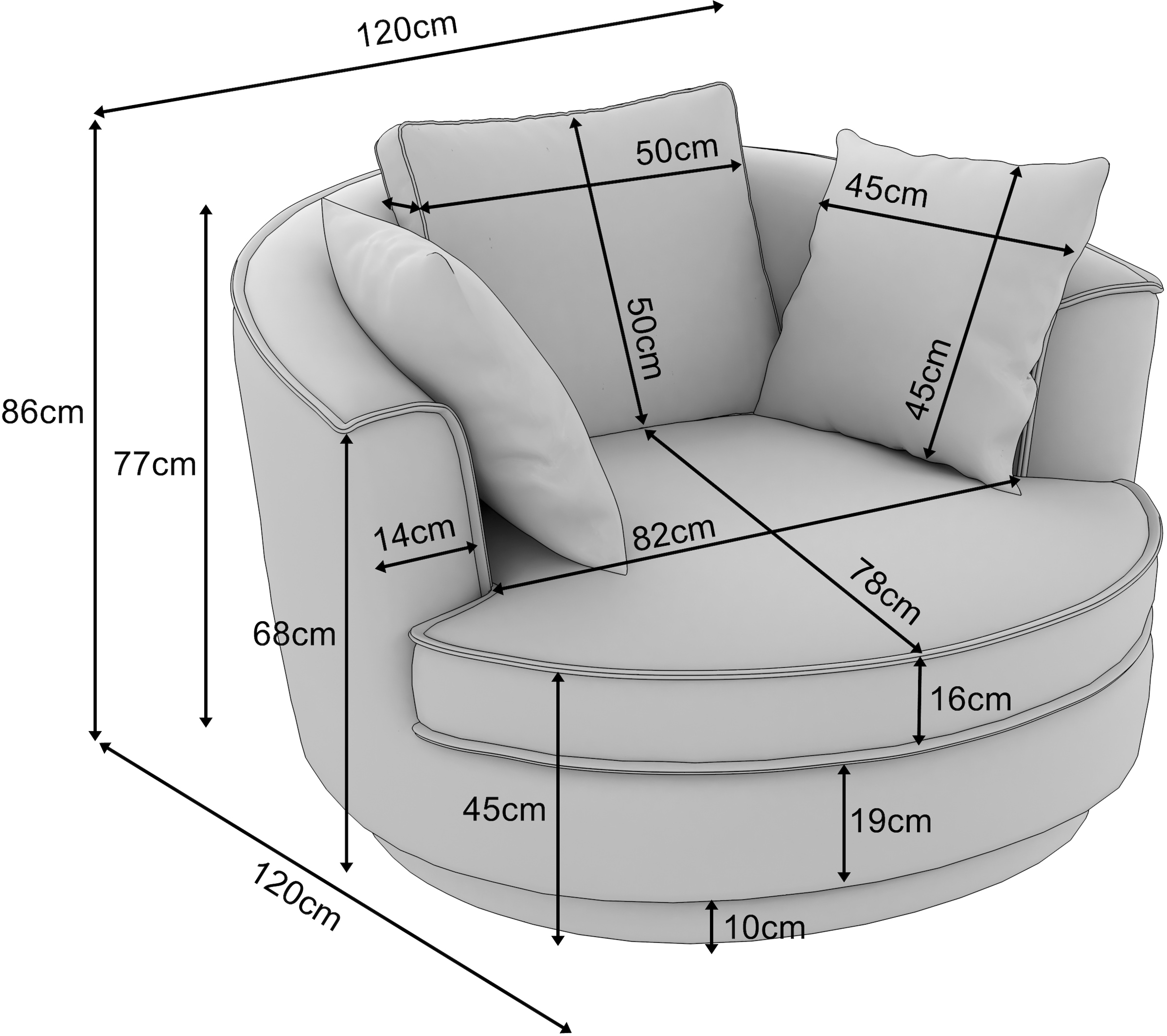 Home affaire Fauteuil pivotant »MAISIE Cord, Love Seat XXL, Lese-Sessel BIG-« fauteuil en MEGA CORD et velours tissé, pivotant à 360 degrés