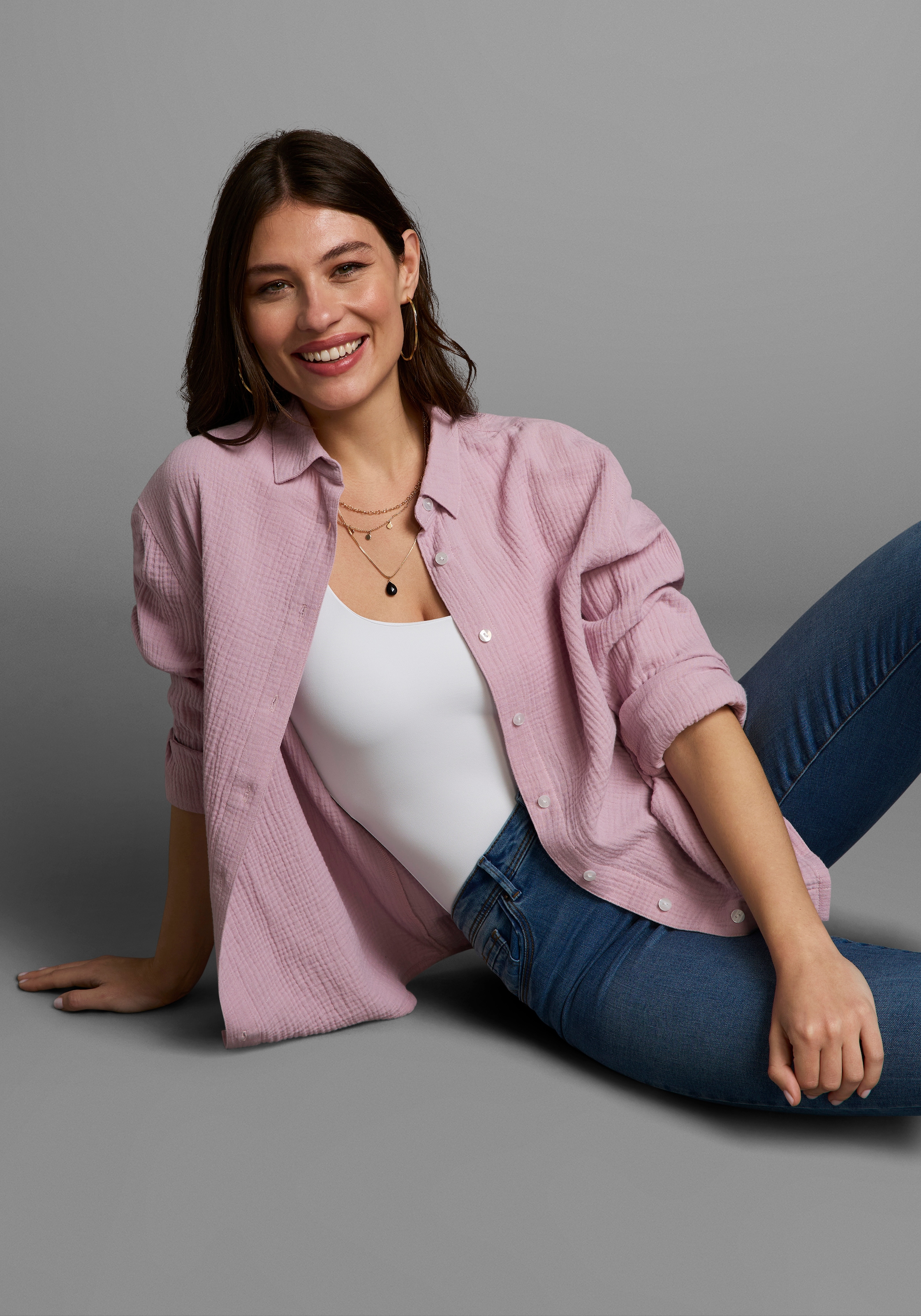 Laura Scott Chemisier long in Musselin-Qualität