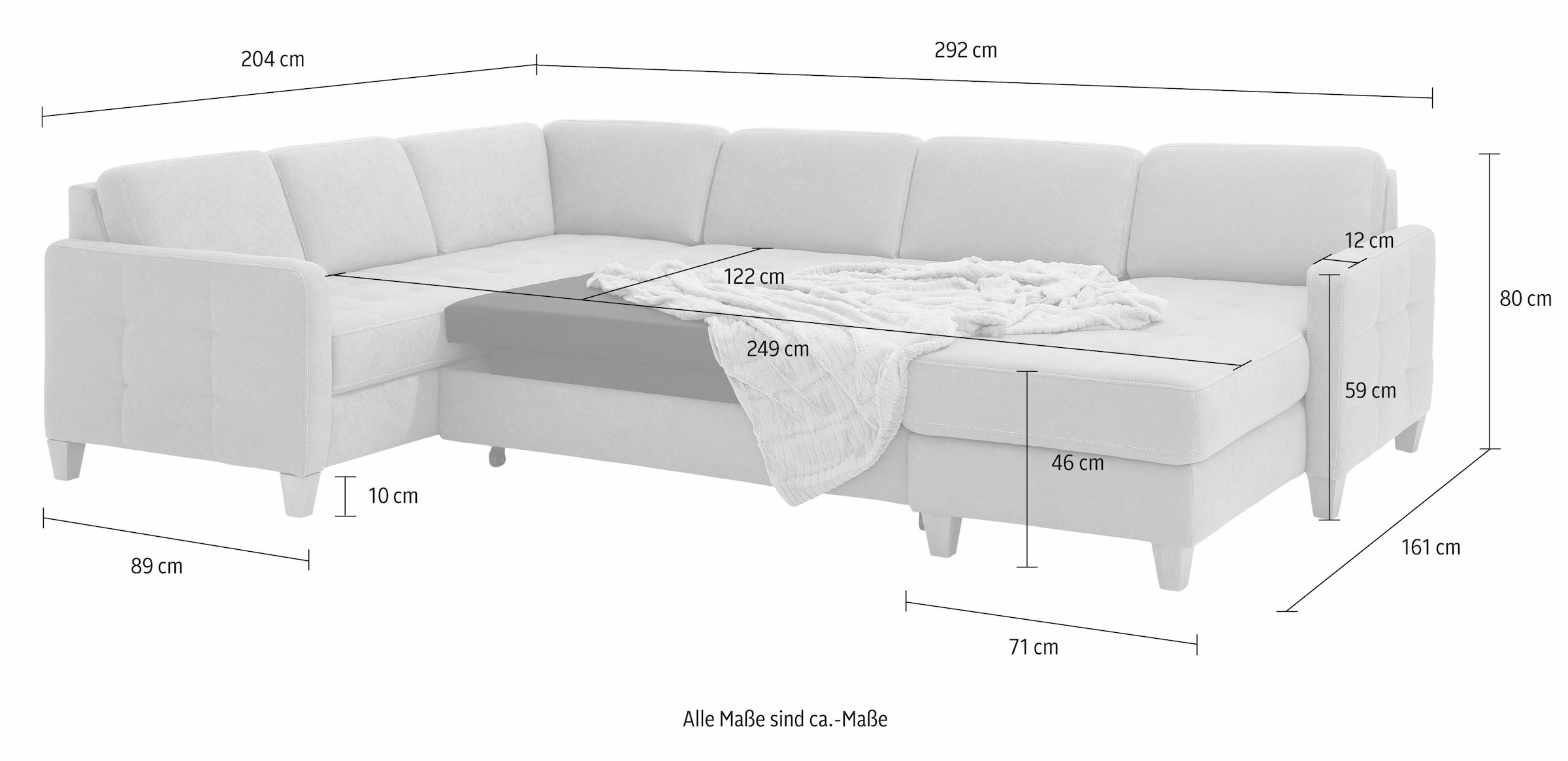 Home affaire Paysage de salon »Earl U-Form« wahlweise auch mit Bettfunktion oder Bettfunktion mit Bettkasten