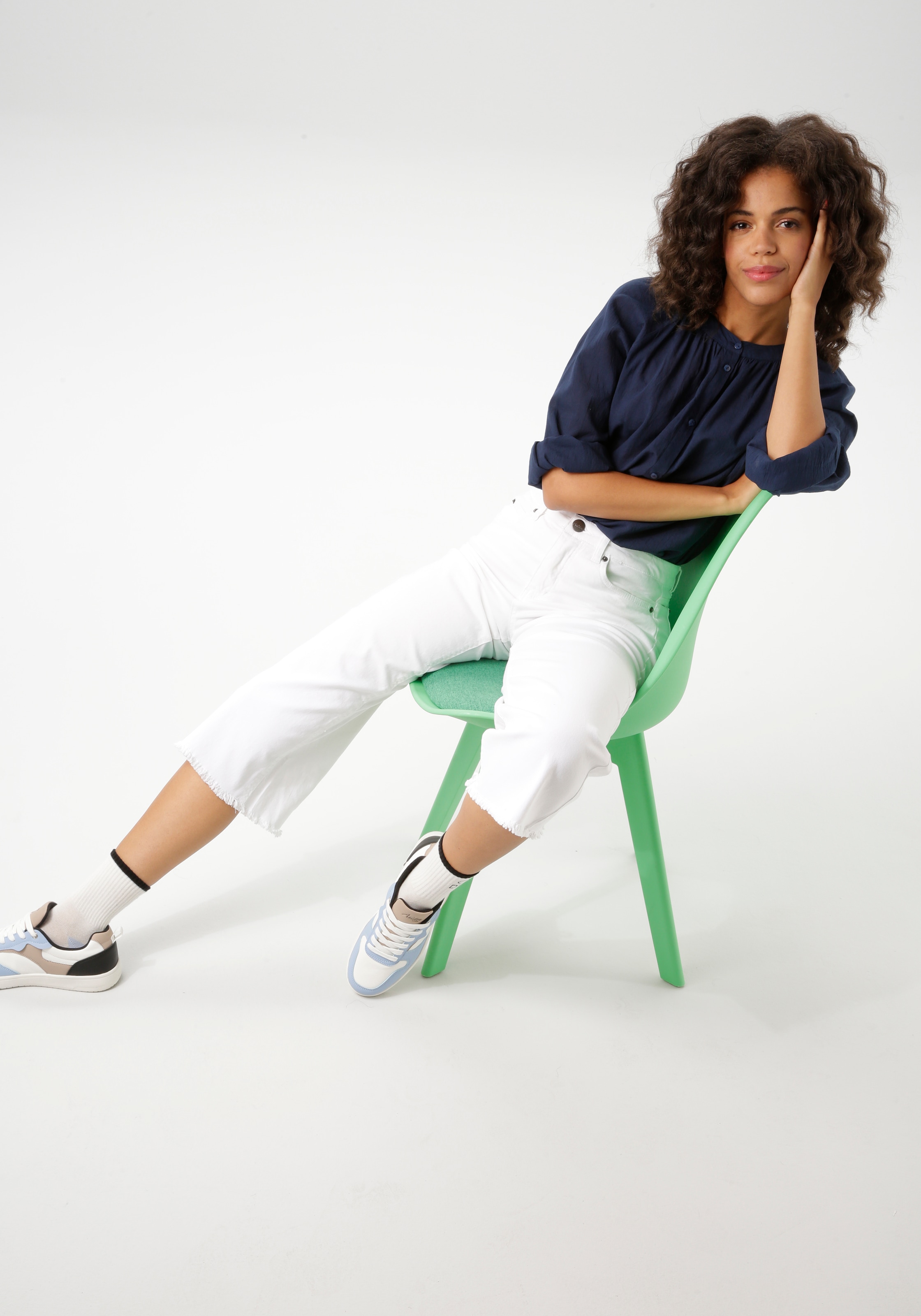 Aniston CASUAL Langarmbluse aus strukturierter Baumwolle