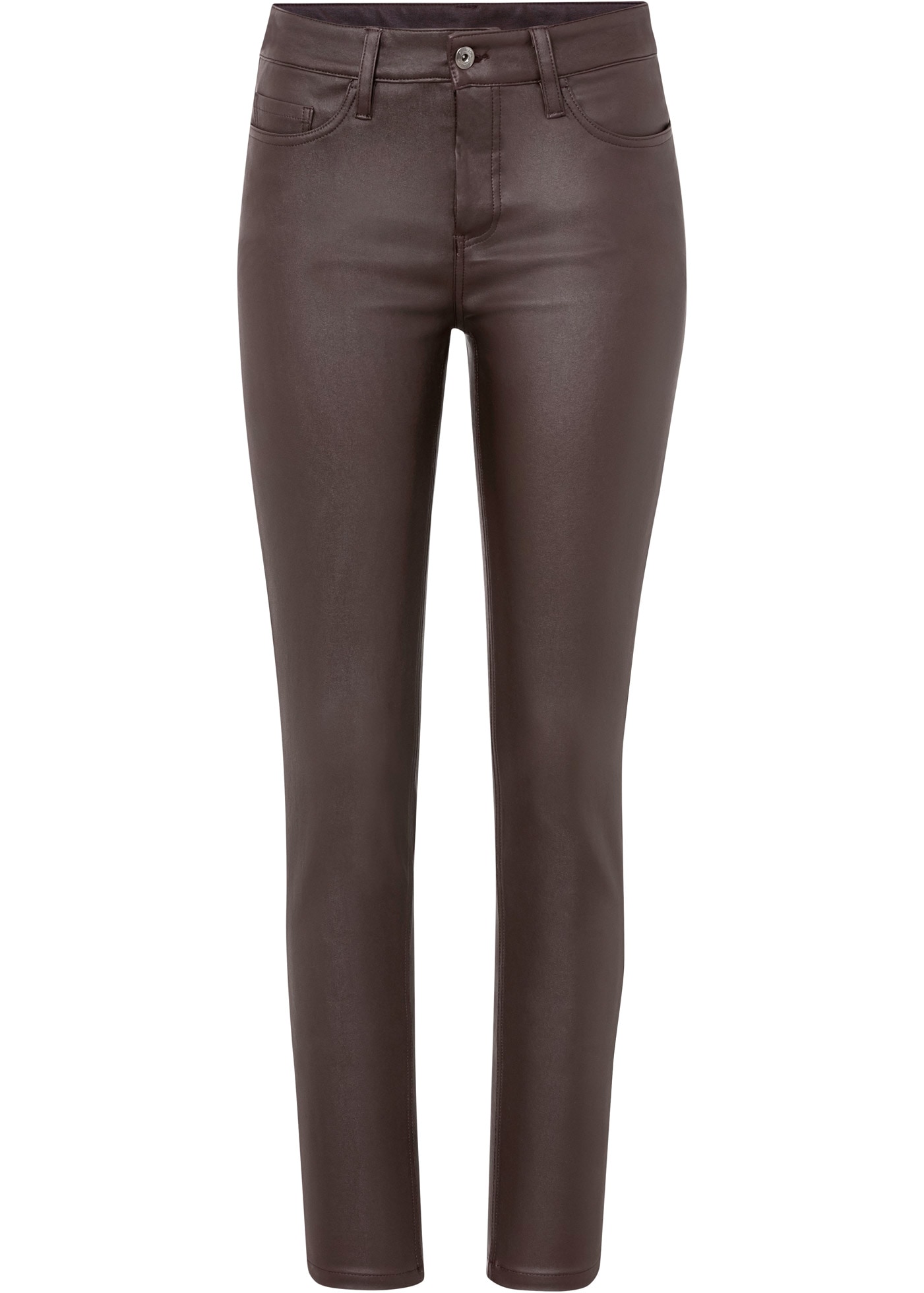 bonprix Pantalon stretch  mit Lederoptik, Slim Fit Passform, mit Push-up Effekt