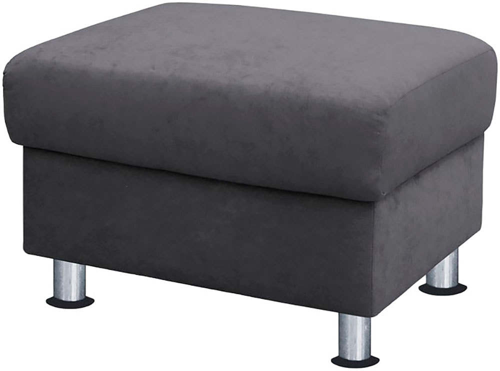 TRENDMANUFAKTUR Tabouret »Rondo, Polsterhocker zur Serie, Breite 67 cm, Füsse chromfarben« Pouf au choix avec ressort à noyau, disponible en différentes housses