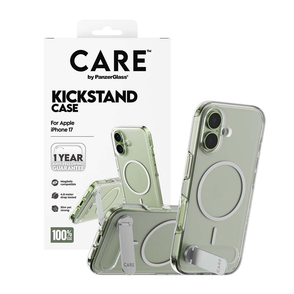 CARE by PanzerGlass Handyhülle »Kickstand Case für Apple iPhone 17« Apple iPhone 17 Backcover, Schutzhülle, Handyschutzhülle, Case, Schutzcase, stossfest