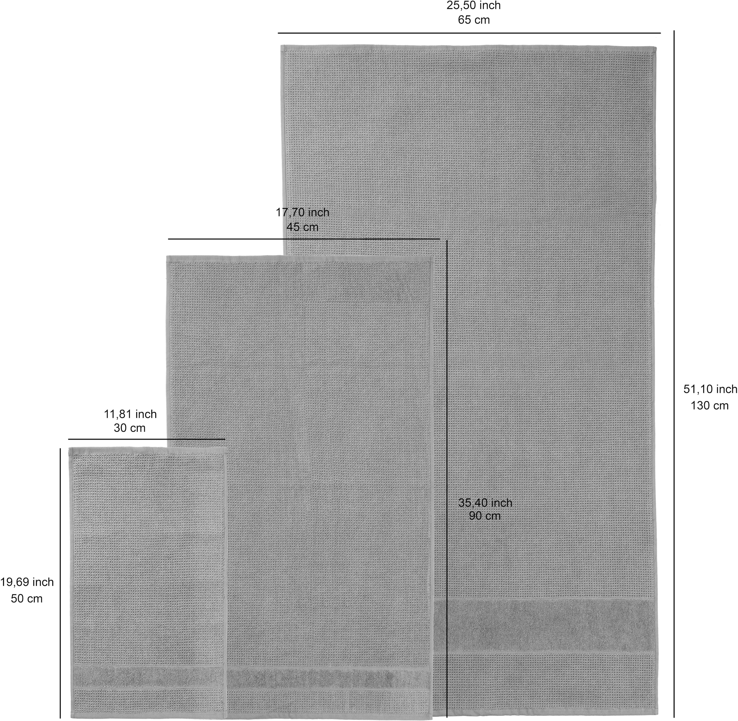 GOODproduct Set de serviettes »Kimi, Duschtuch, Handtücher und Gästetücher« Set 5 Frottee en feutre 100% Baumwolle, einfarbig, weich, mit Bordüre, besondere Struktur