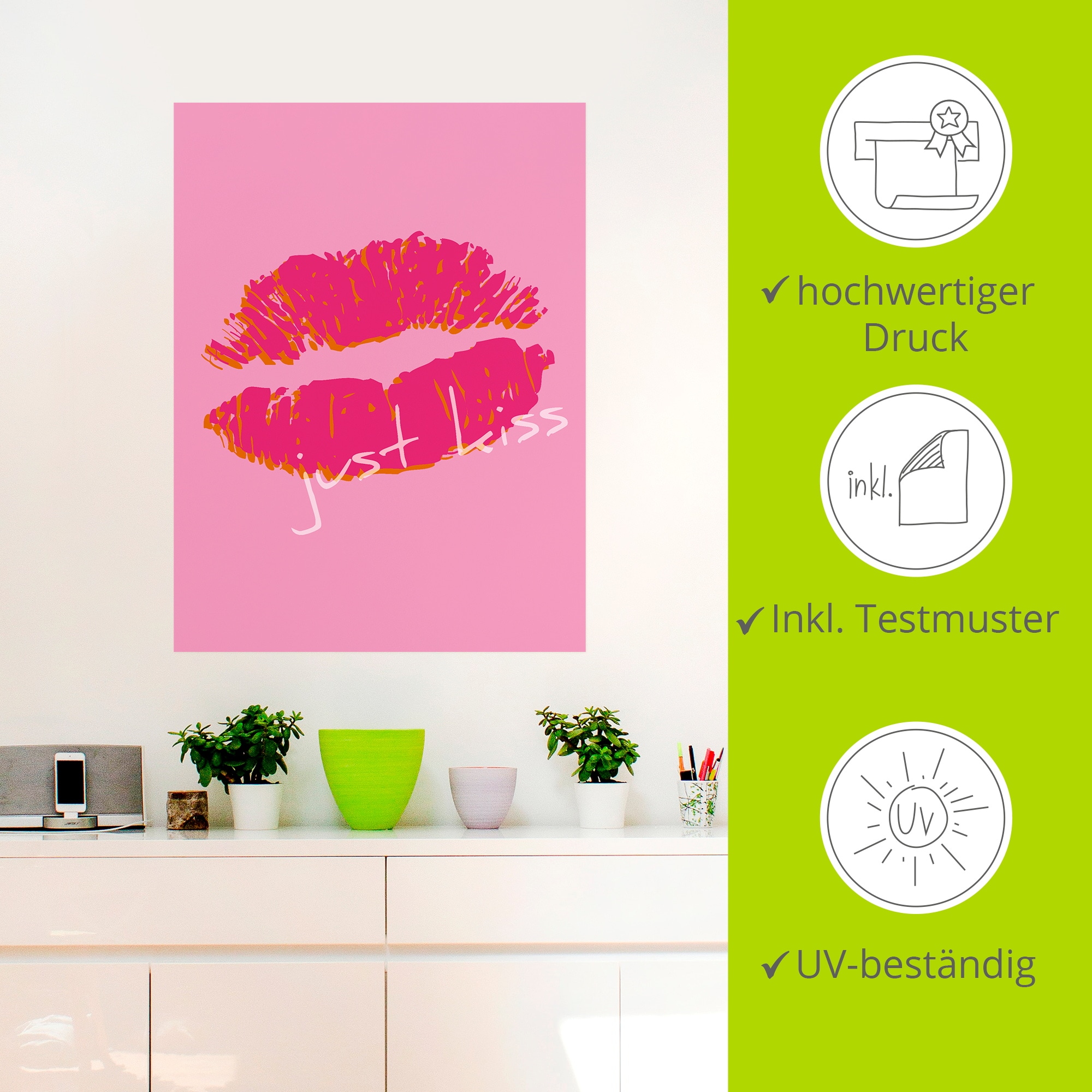 Artland Fresque murale »Just kiss« 1 cuis tlg. als Alubild, Leinwandbild, Poster, Wandaufkleber in verschied. Grössen