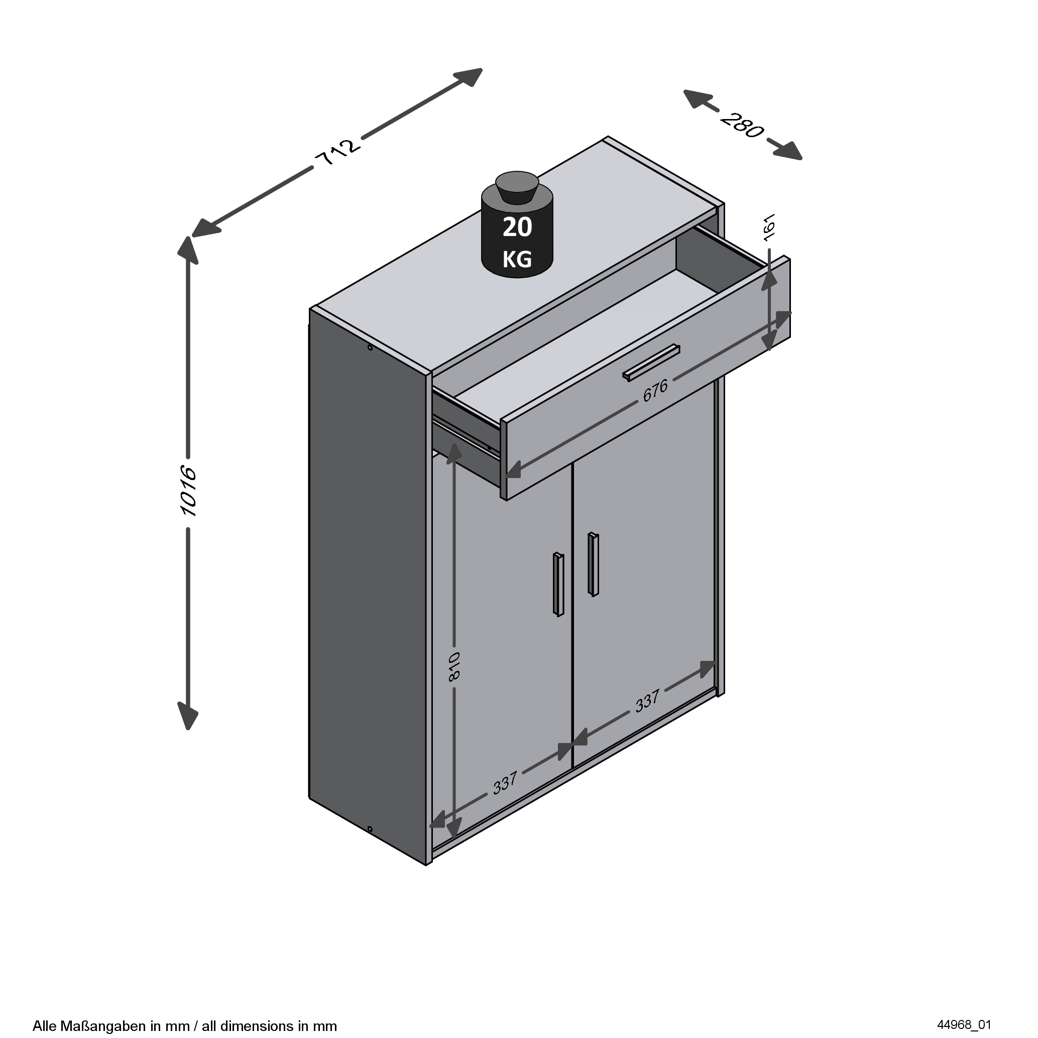 FMD Armoire multi-usages »Bitz« mit variabel einsetzbaren Einlegeböden, mit wechselbarem Türanschlag