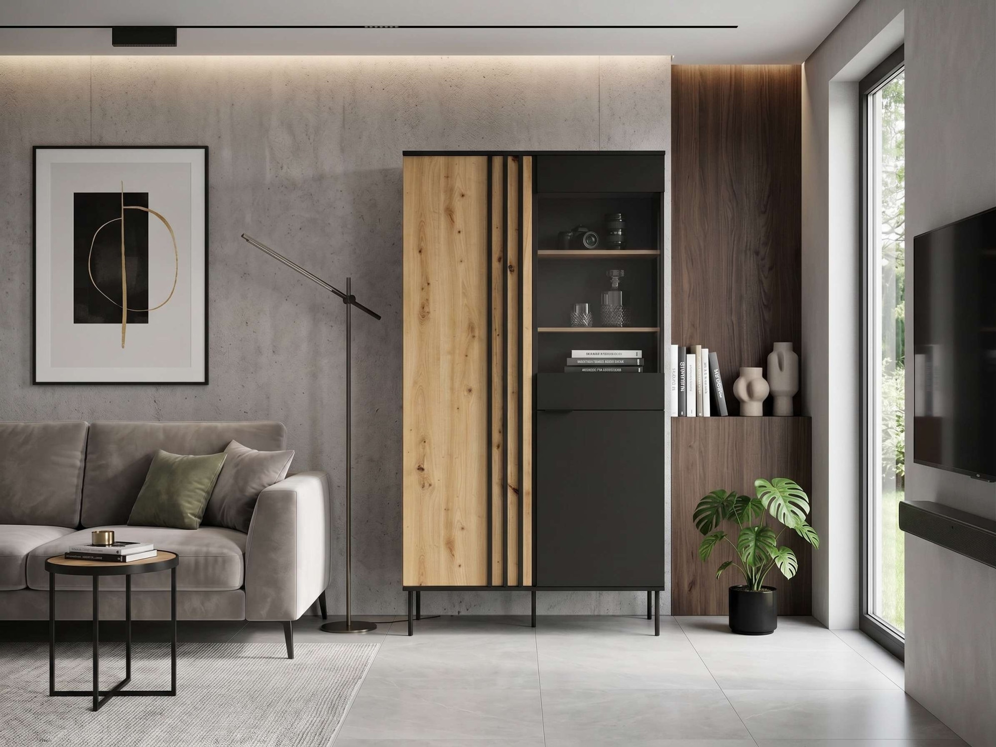 GOODproduct Vitrines »AELLOR Vitrineschrank mit/ohne Beleuchtung, verglast, viel Stauraum« Standvitrine/Glasvitrine mit 2 Türen, 8 Einlegeböden, matt Hochschrank