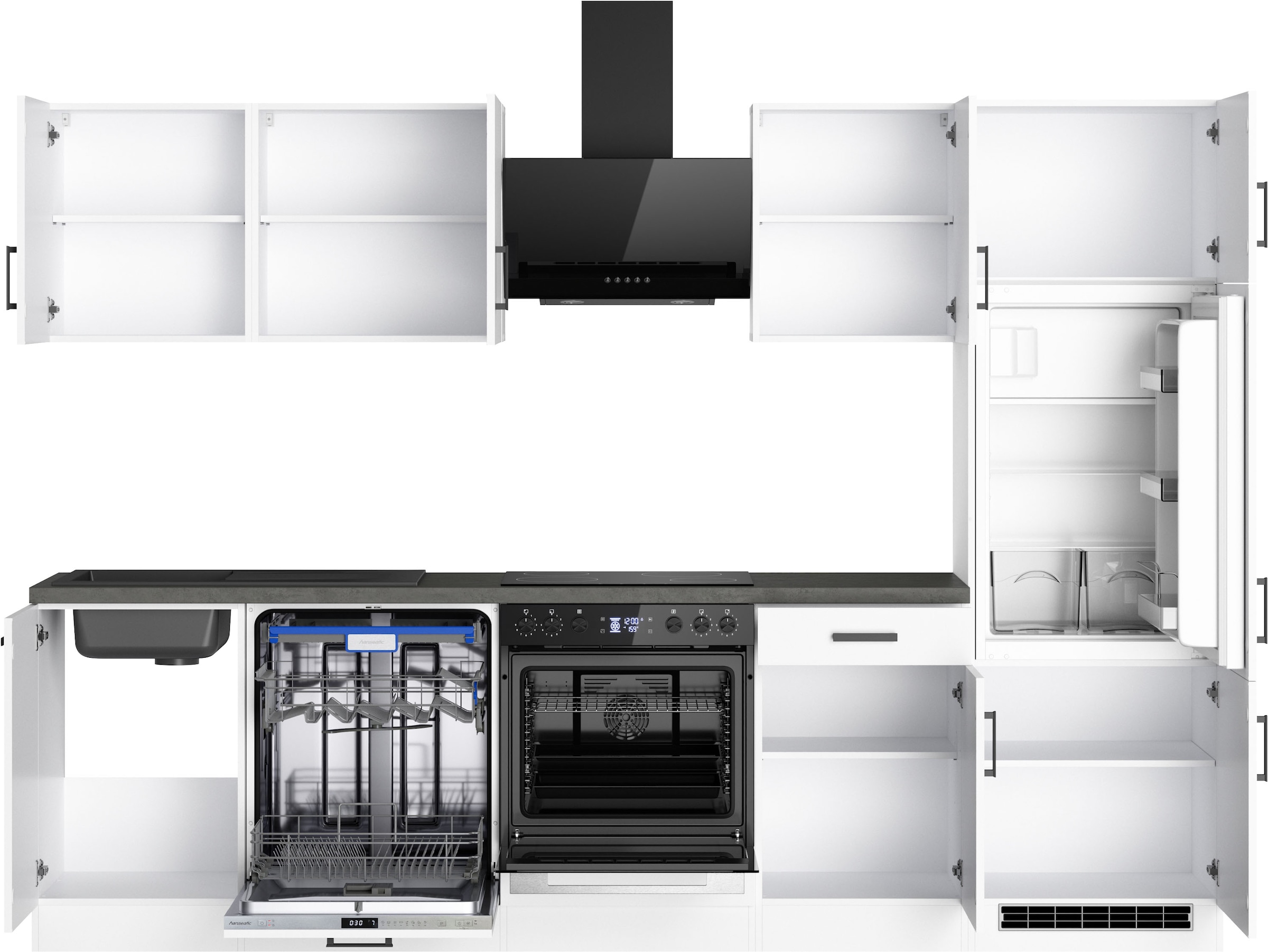 KOCHSTATION Kitchenette »KS-Toronto« Largeur 280 cm, option avec appareils HANSEATIC E